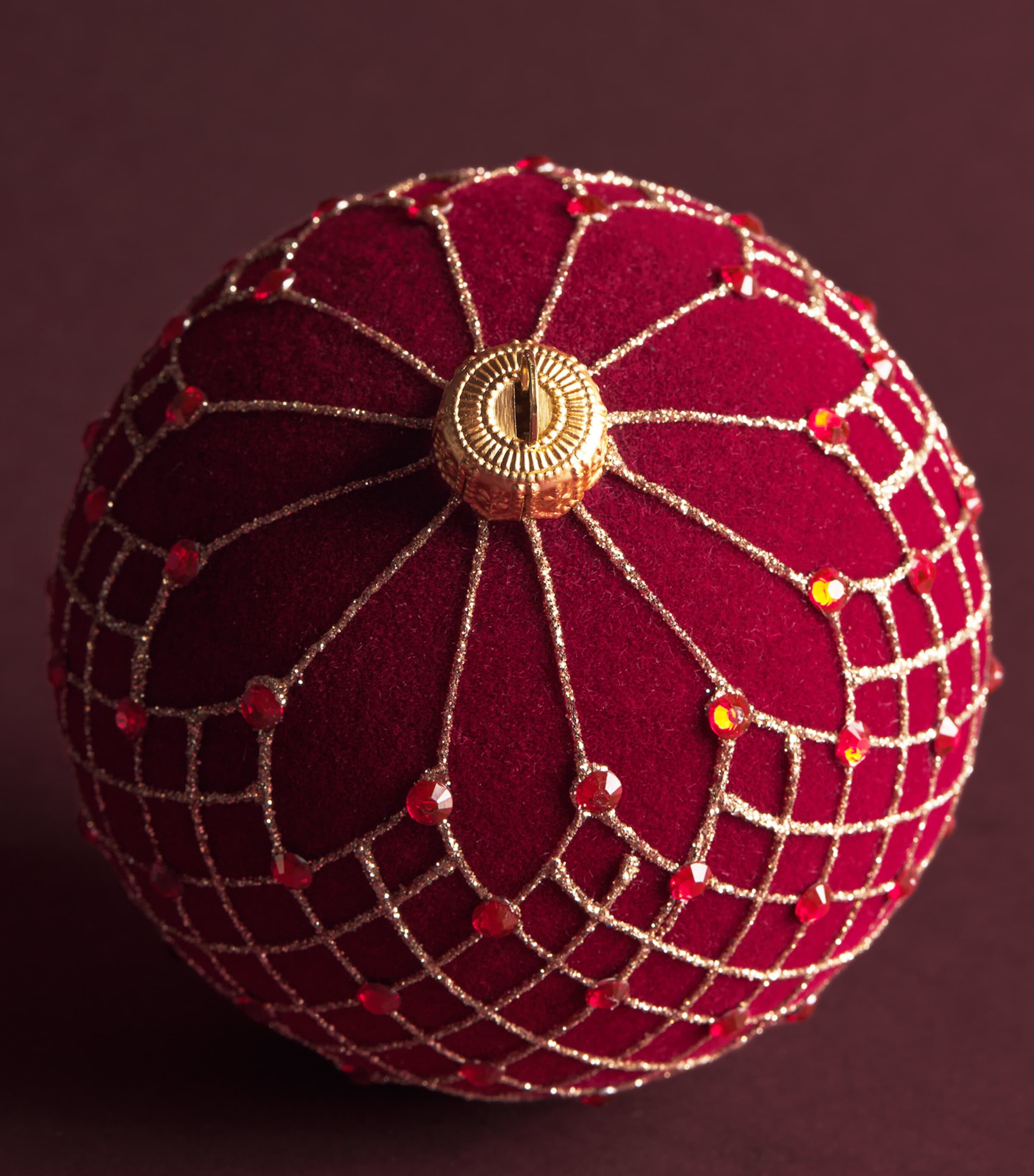 Harrods Velvet Criss-Cross Bauble Red Velvet Image 2