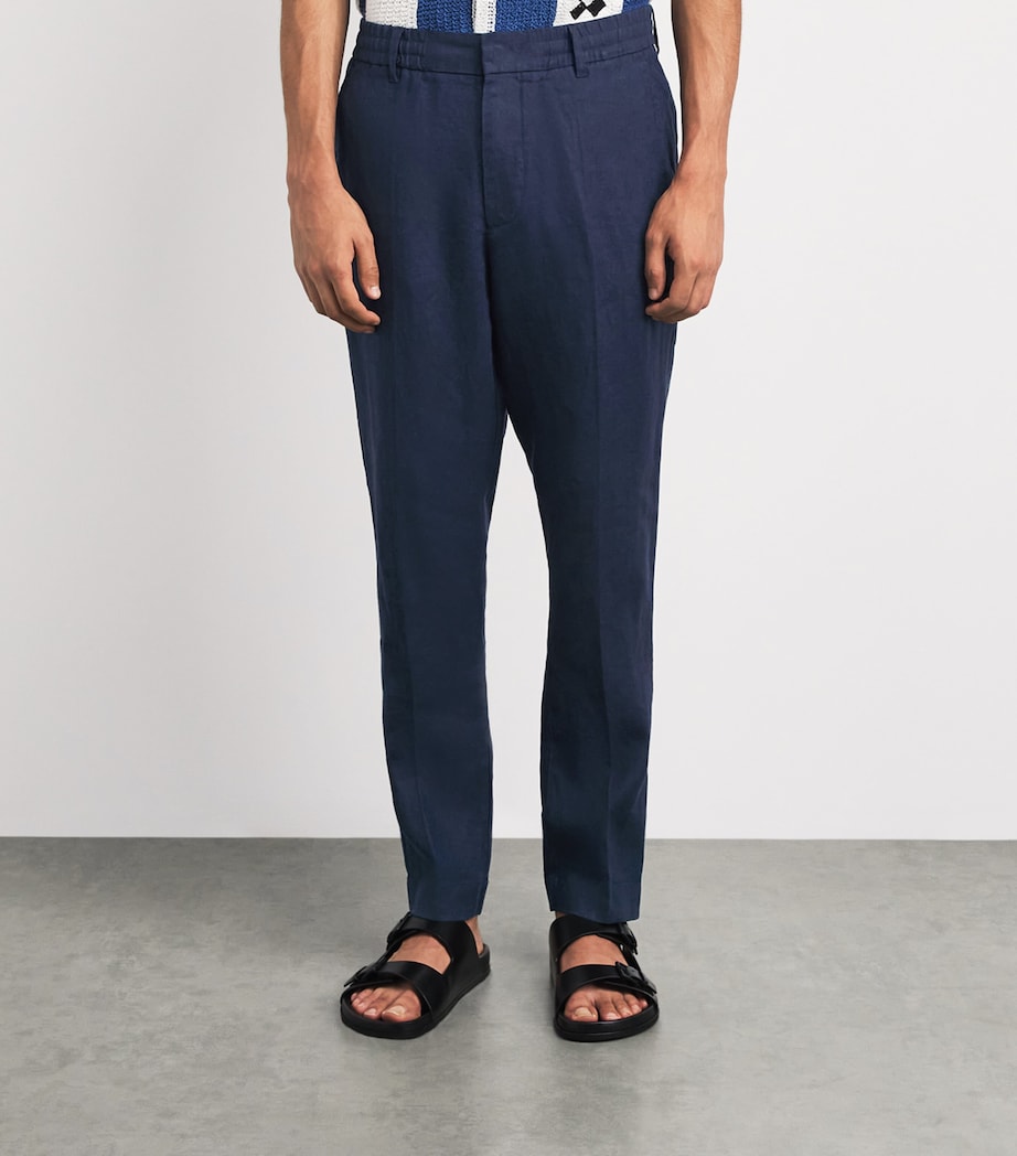 NN.07 Mens Linen Billie Trousers Navy Blue Image 4