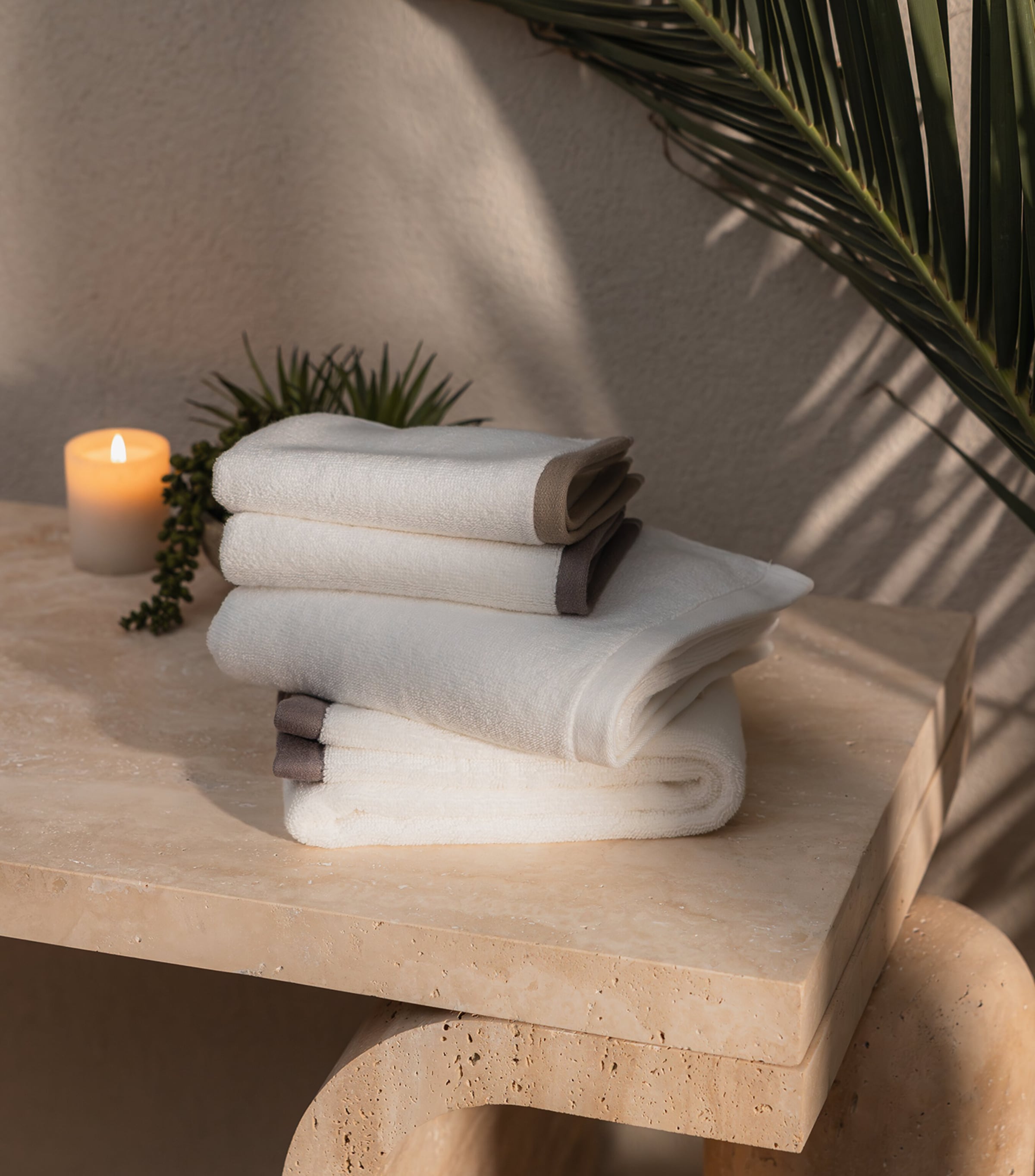 Organic Cotton Vesta Hand Towel (50cm x 100cm) WHITE/VAPOUR Image 3