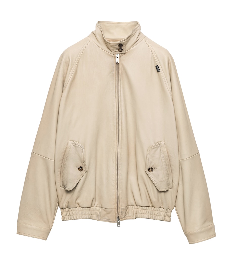 Prada Womens Nappa Leather Blouson Jacket Neutral Image 1