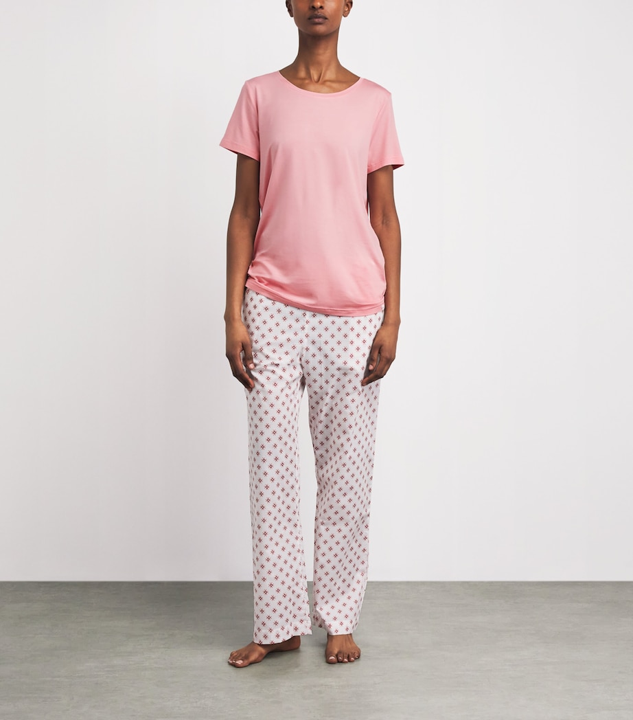 Derek Rose Womens Micro Modal Lara Pyjama Top Pink Image 2