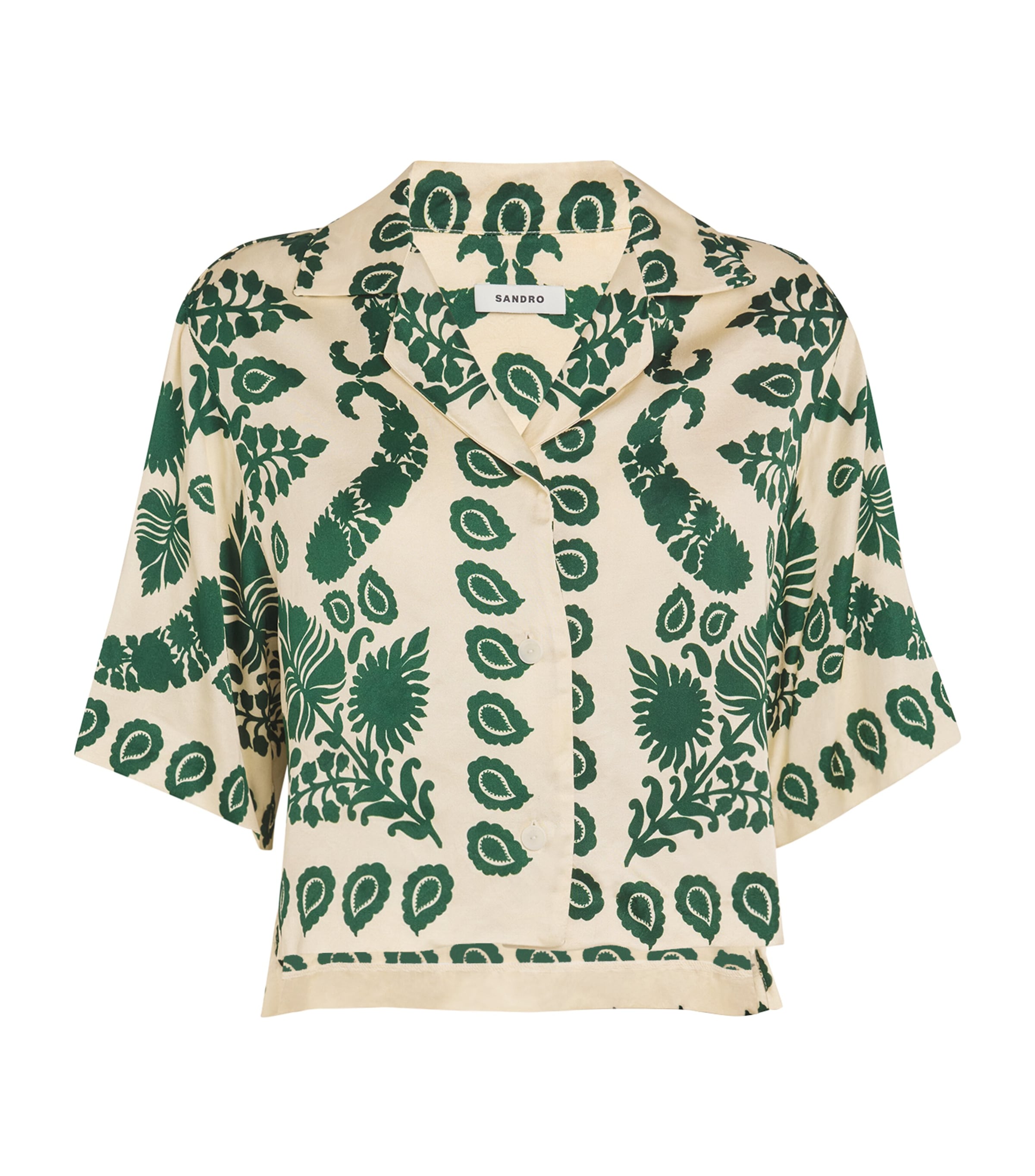Sandro Printed Short-sleeve Shirt In Beige