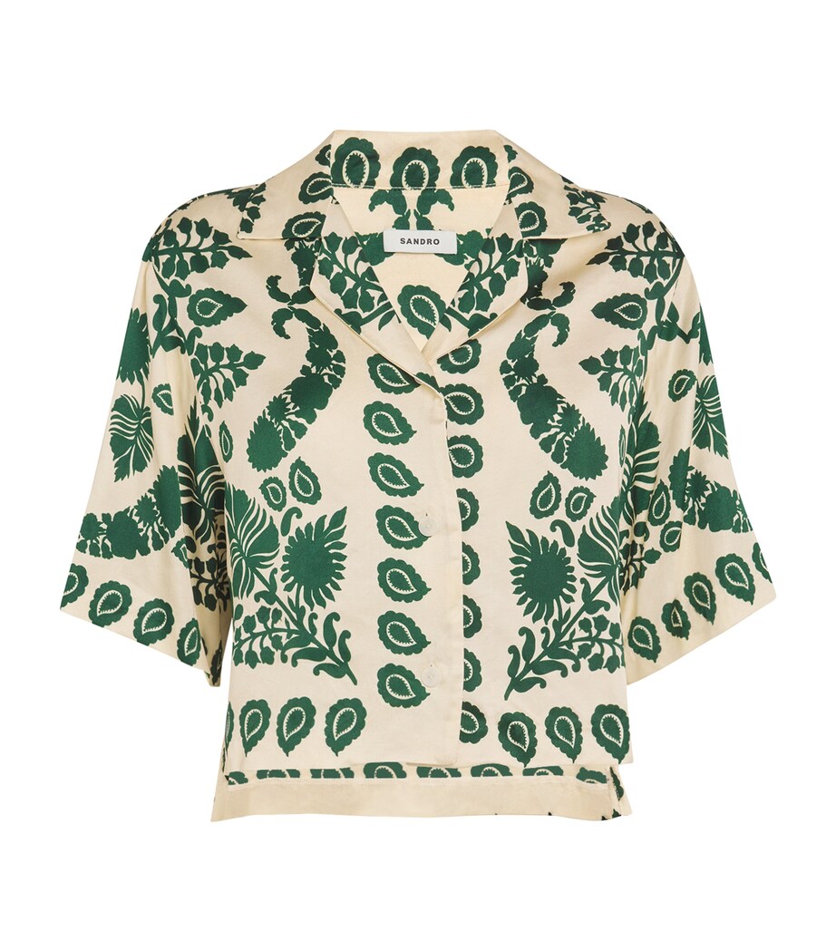 Printed Short-Sleeve Shirt ECRU / GREEN Image 1