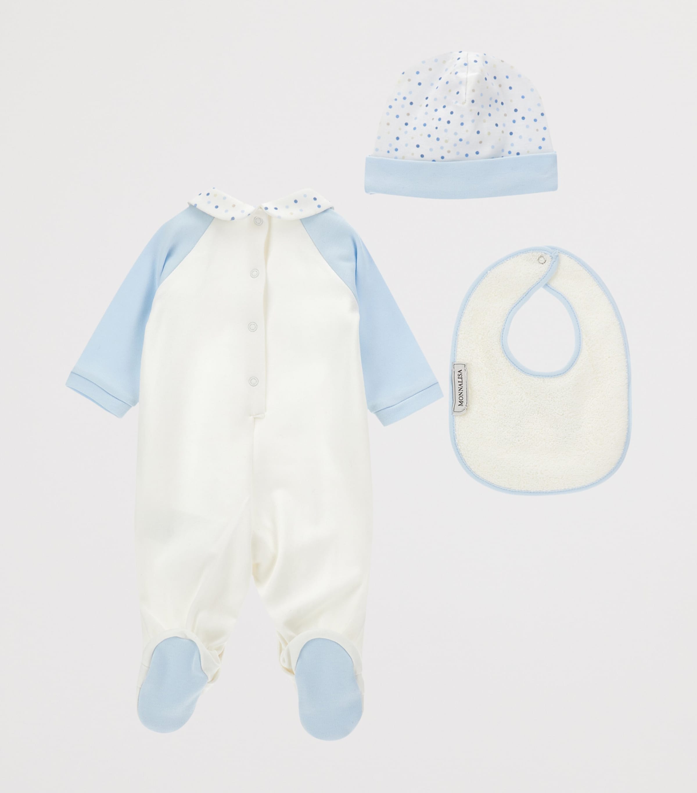 Cotton All-In-One, Hat and Bib Set (1-9 Months) PANNA+NUVOLA Image 2