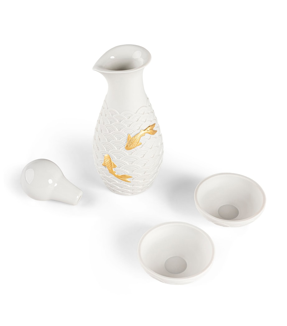 Lladró Porcelain Koi Soya Set White & Gold Image 3