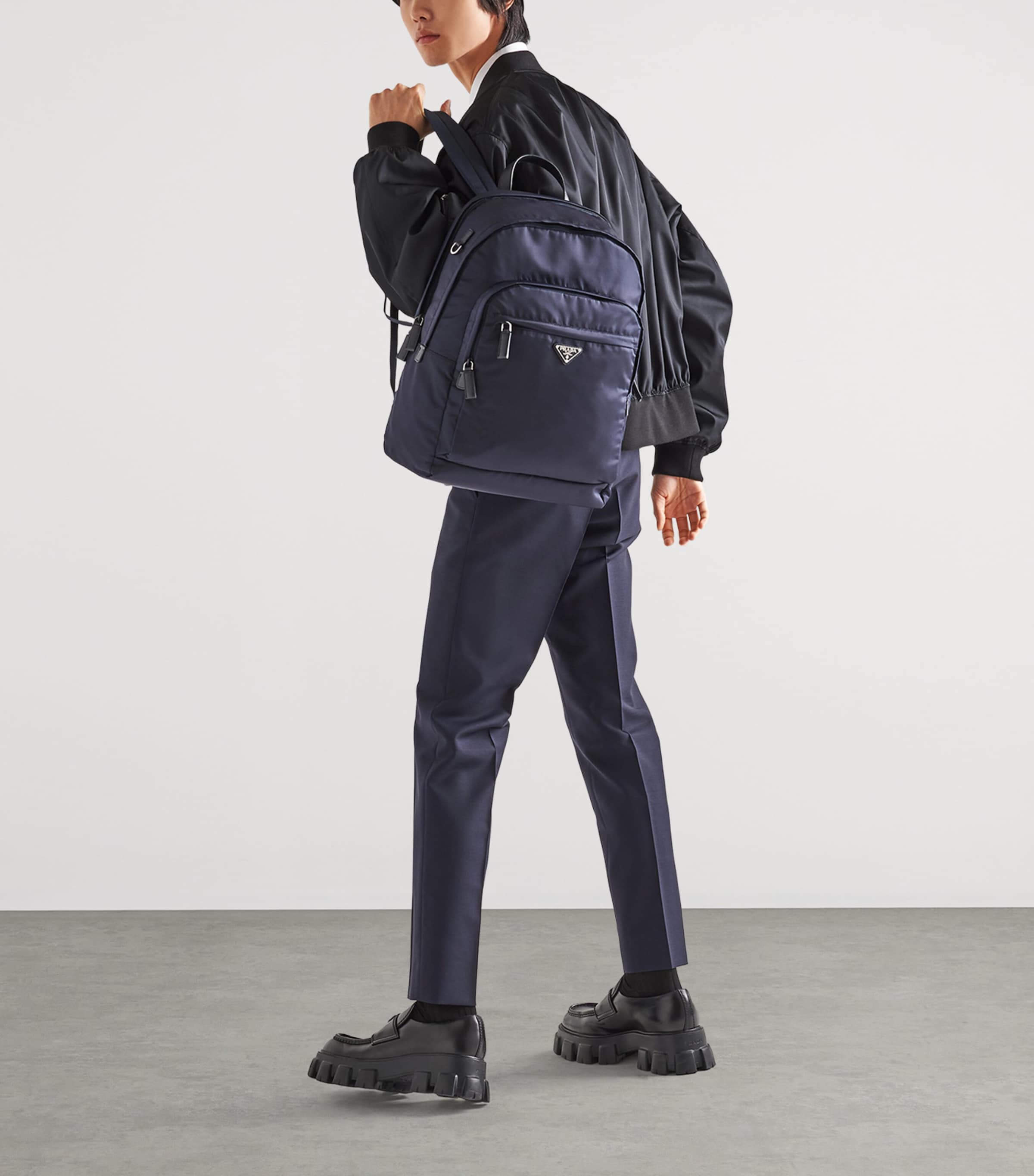 Re-Nylon and Saffiano Leather Backpack F0008 Image 2