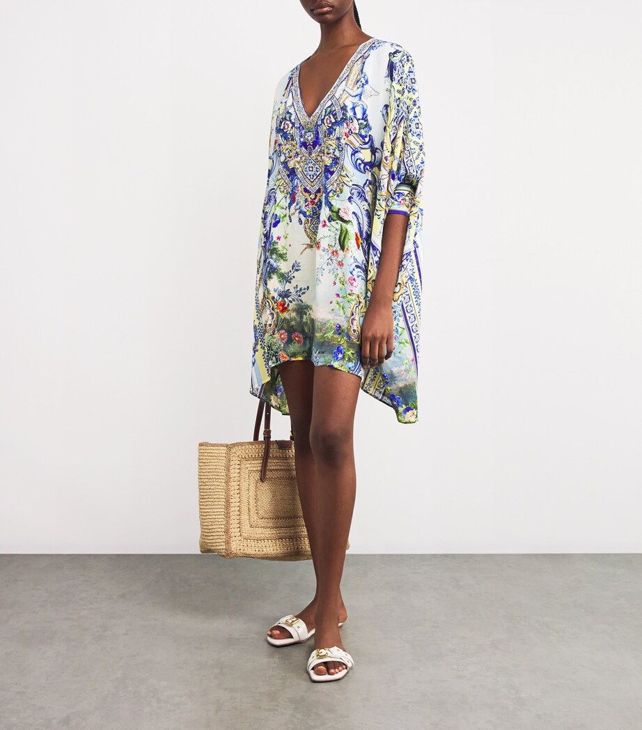 Camilla Womens Silk Printed Short Kaftan Wallwond Image 2
