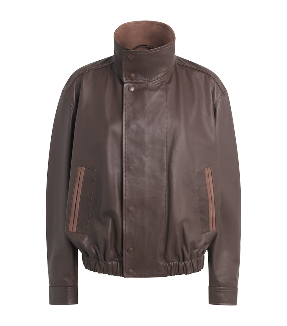 Lemaire Womens Leather Blouson Bomber Jacket Chocolate Image 1