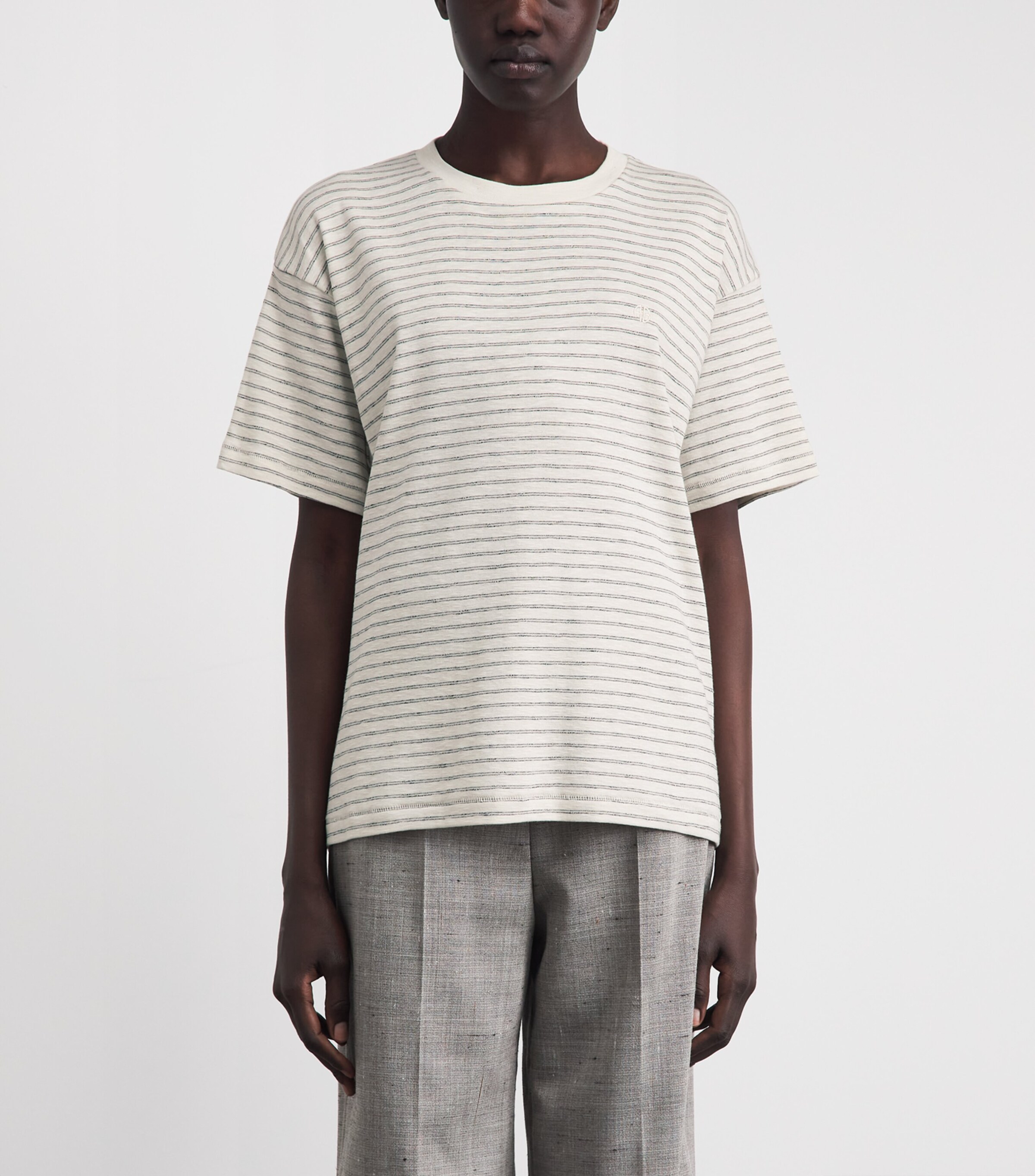 ANINE BING Womens Stripe Cade T-Shirt Image 4