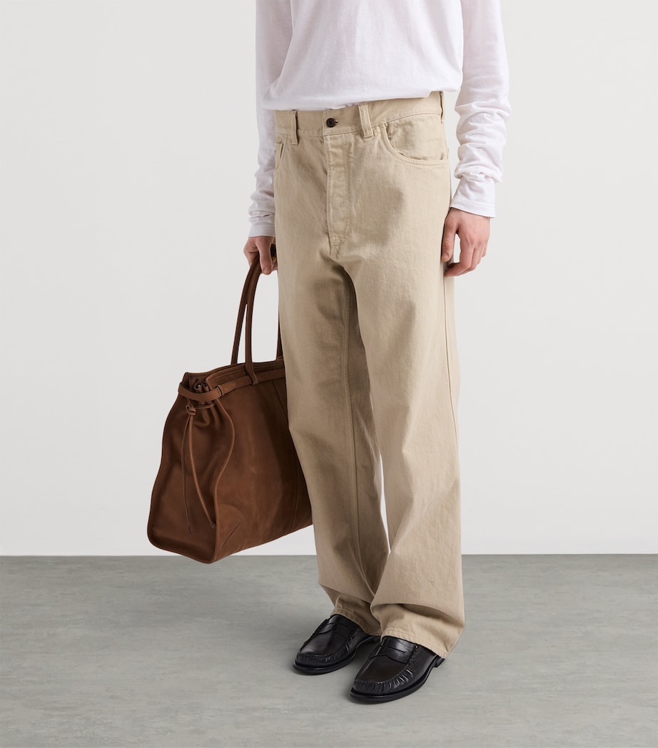 Prada Mens Old Denim Straight Jeans Neutral Image 3