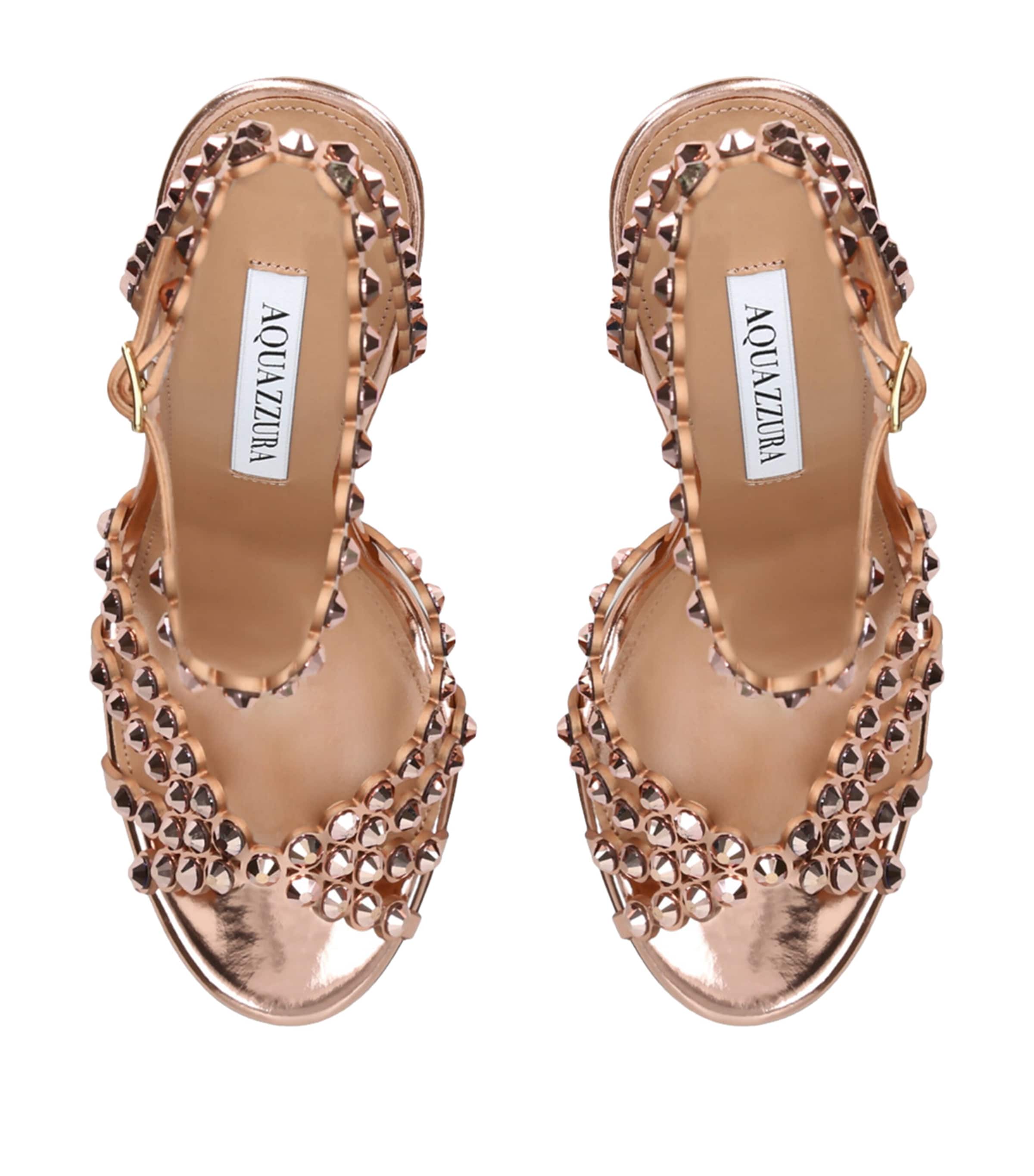 Aquazzura Leather Tequila Sandals 105 Gold Image 3