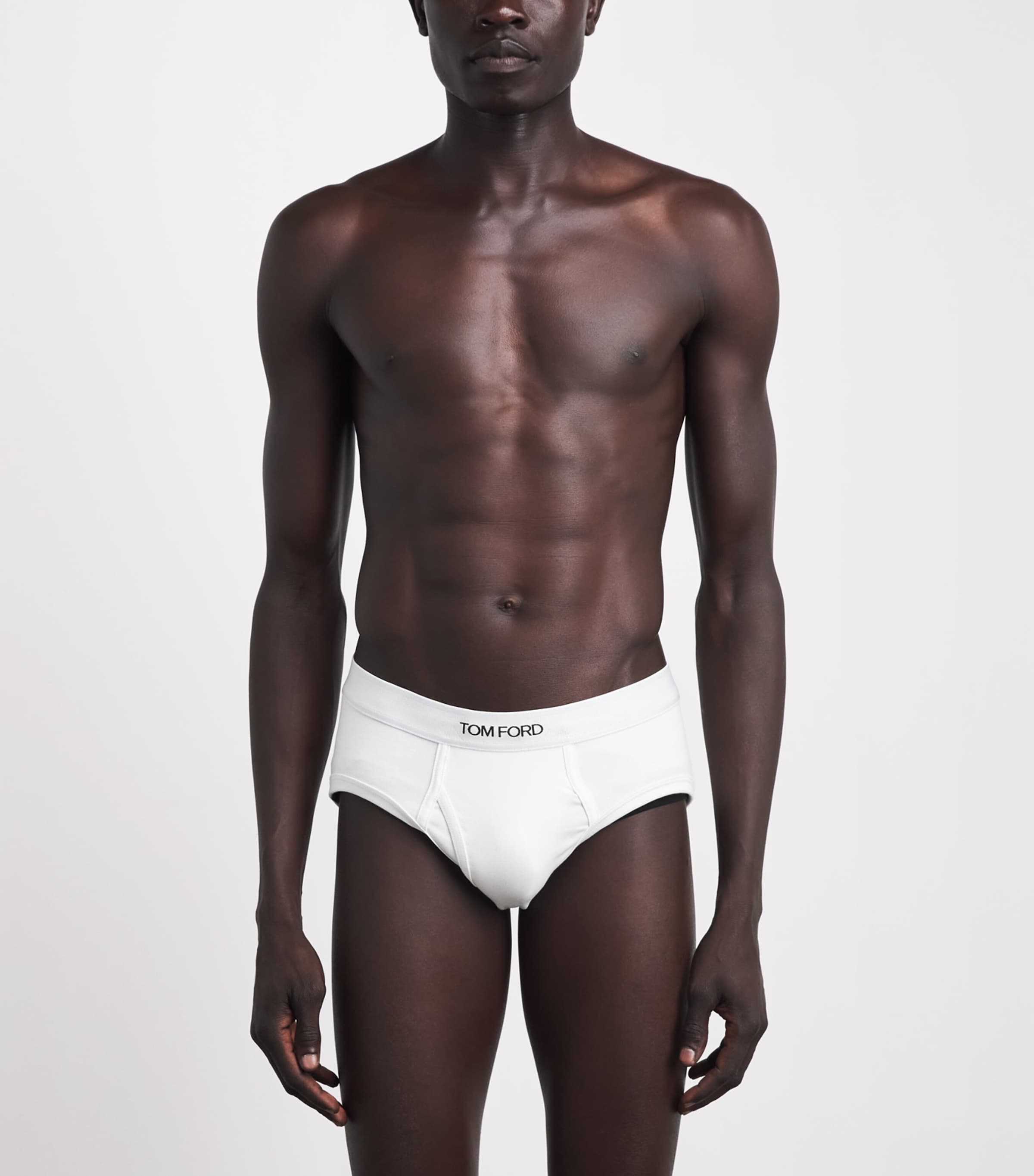 TOM FORD Mens Stretch-Cotton Logo Briefs (Pack of 2) White Image 2