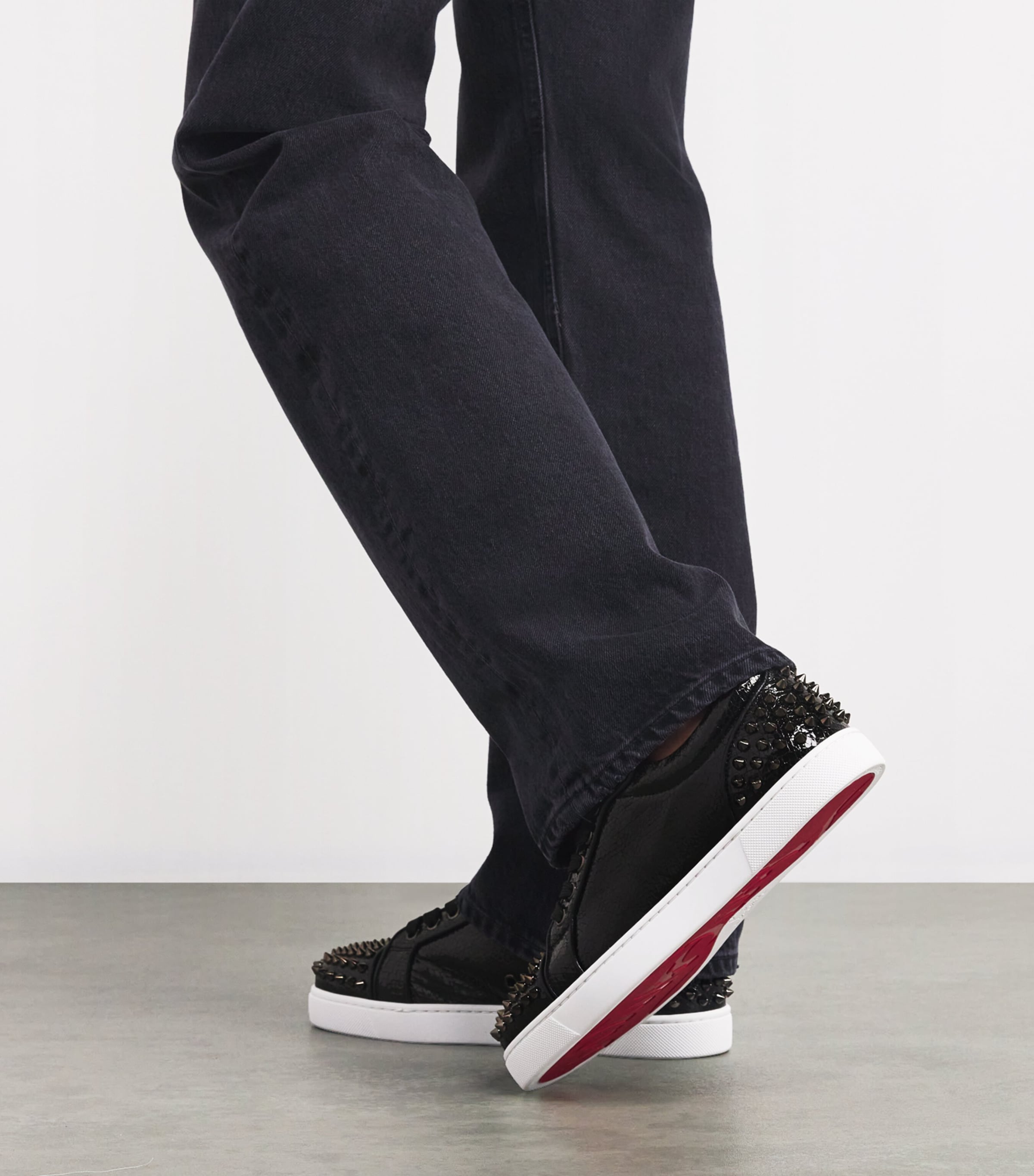 Louboutin Louis Junior Spikes Black And White Louboutin Trainers