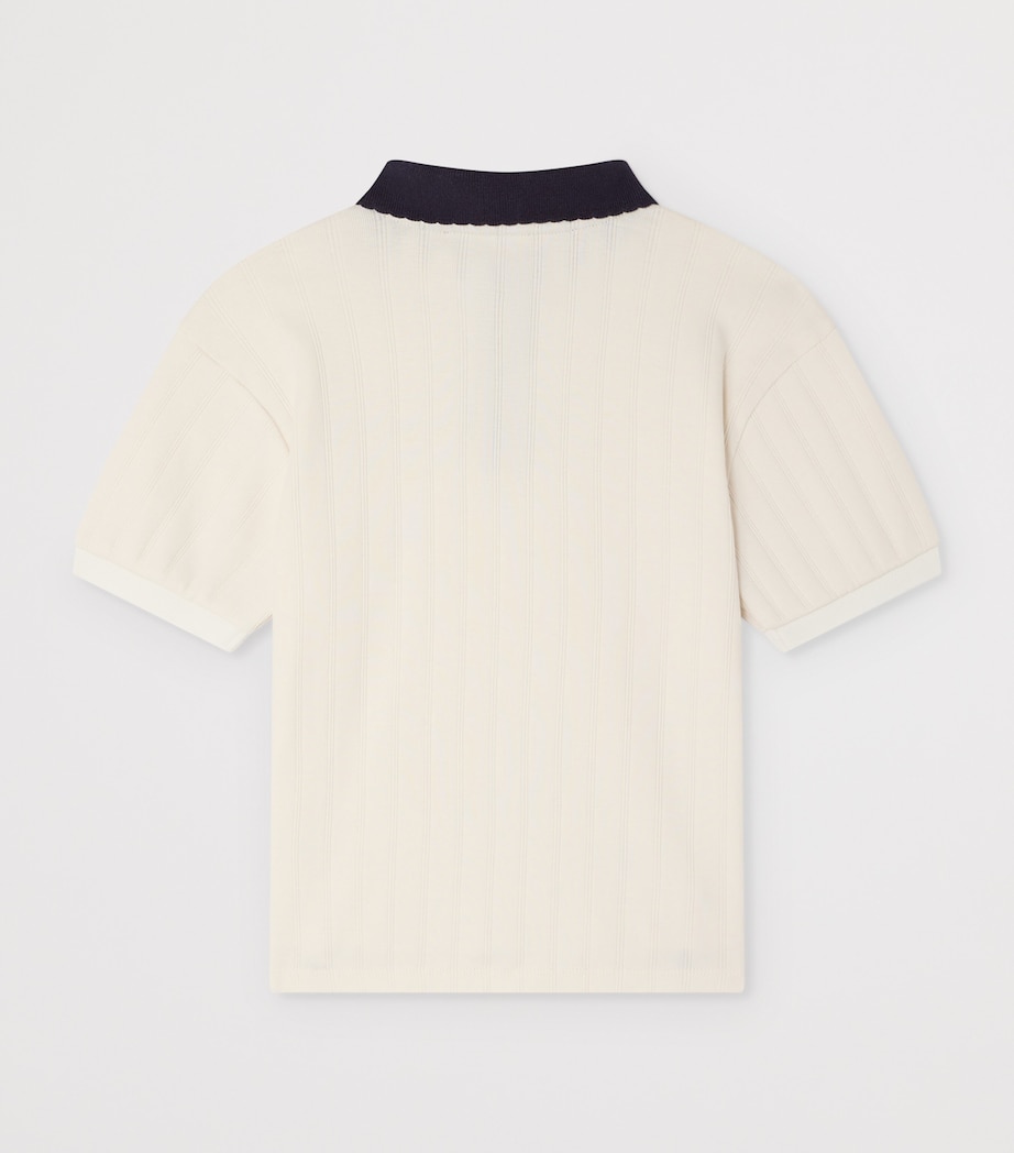 Bonpoint Cotton Logo Polo Shirt (10-14 Years) Upb Blanc Lait Image 2