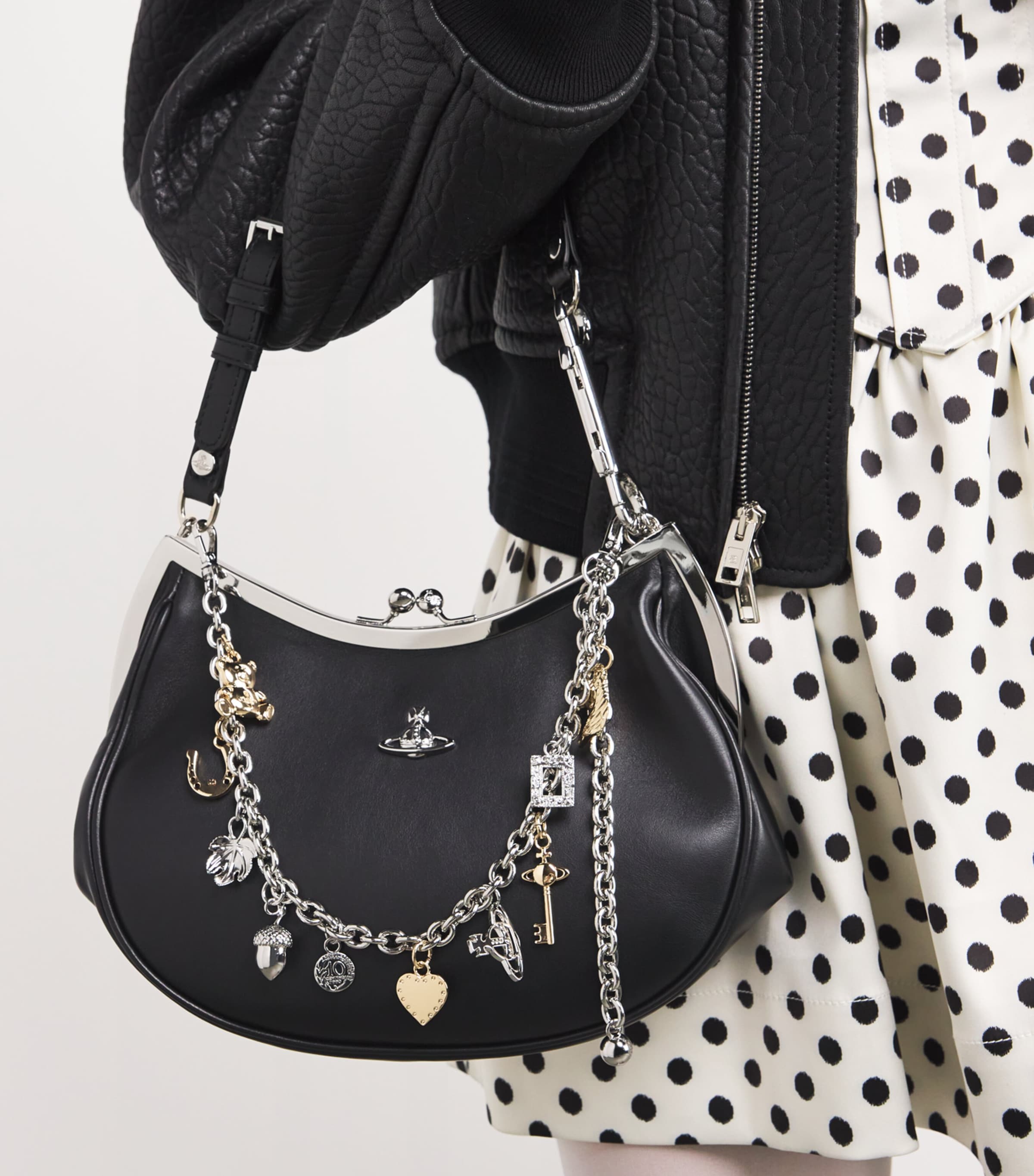 Vivienne Westwood Leather Charm Frame Purse Shoulder Bag