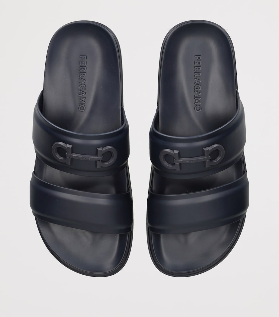 Salvatore Ferragamo Leather Gancini Sandals Navy Image 3