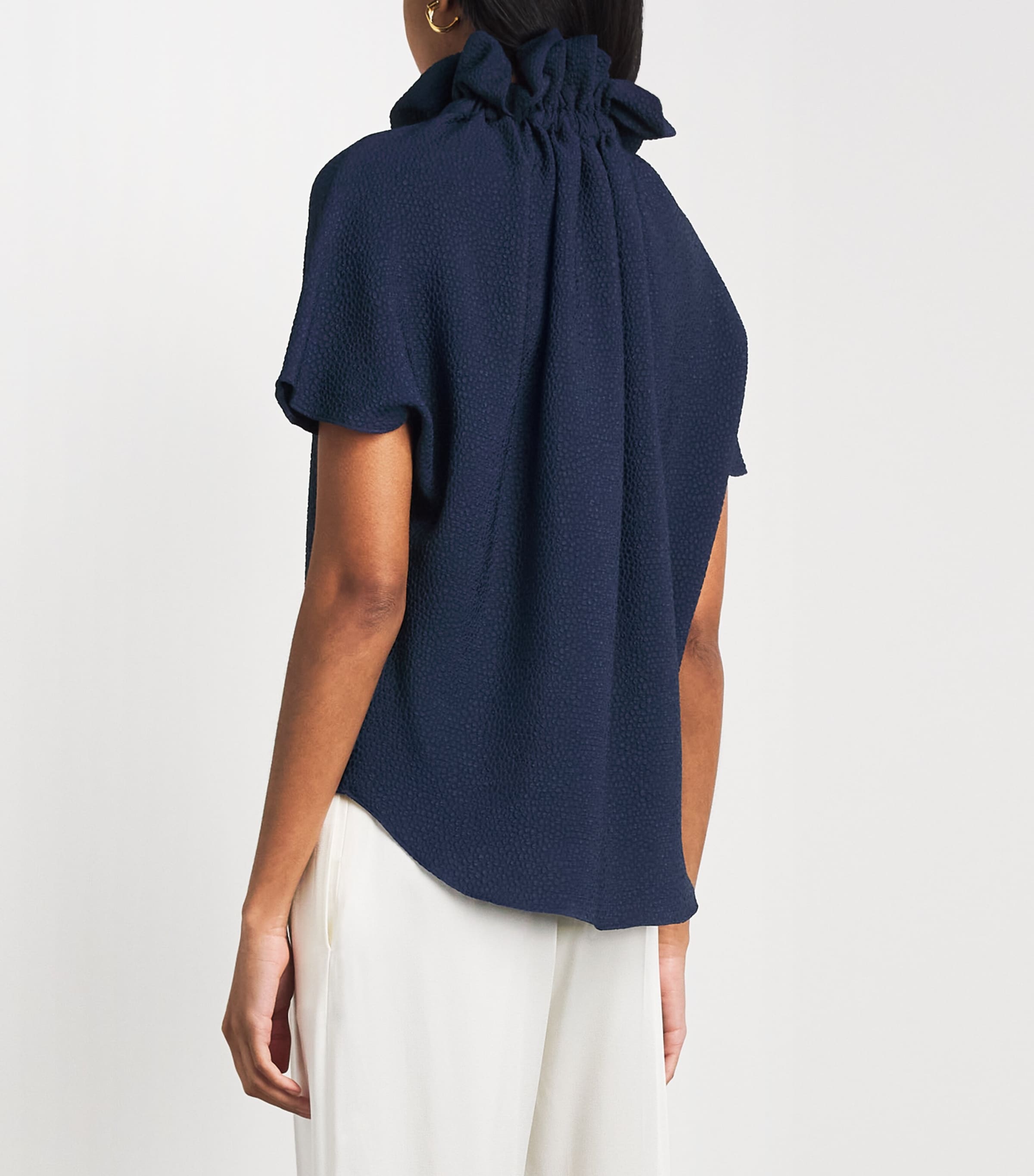 Edeline Lee Womens Ruff Blouse Navy Image 5