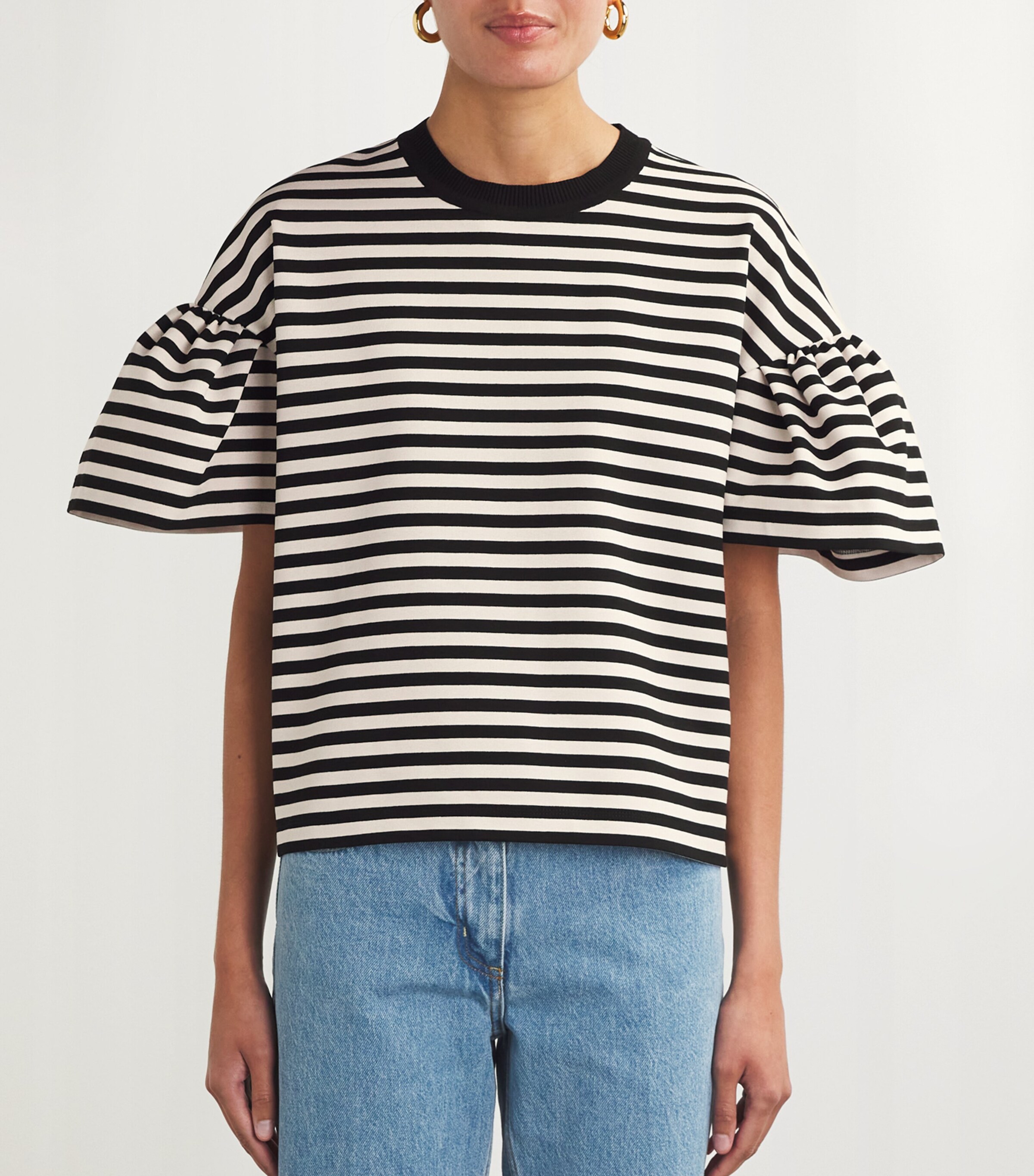 Max Mara Womens Striped Peirak T-Shirt Black White Image 3
