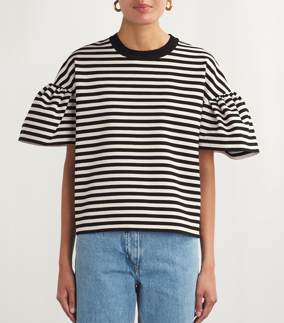 Max Mara Womens Striped Peirak T-Shirt Black White Image 3