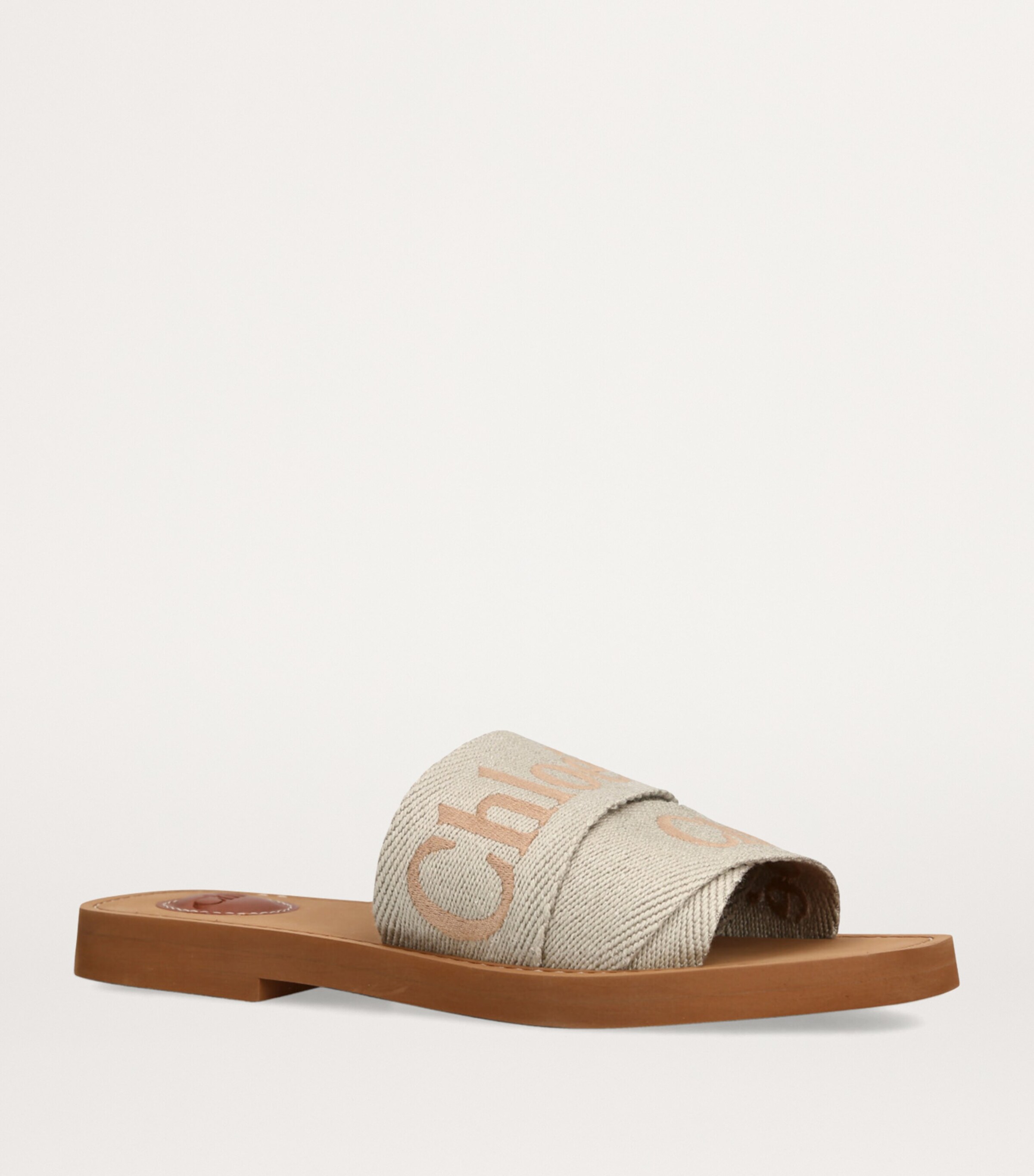 Chloé Logo Woody Slides Khaki Image 3