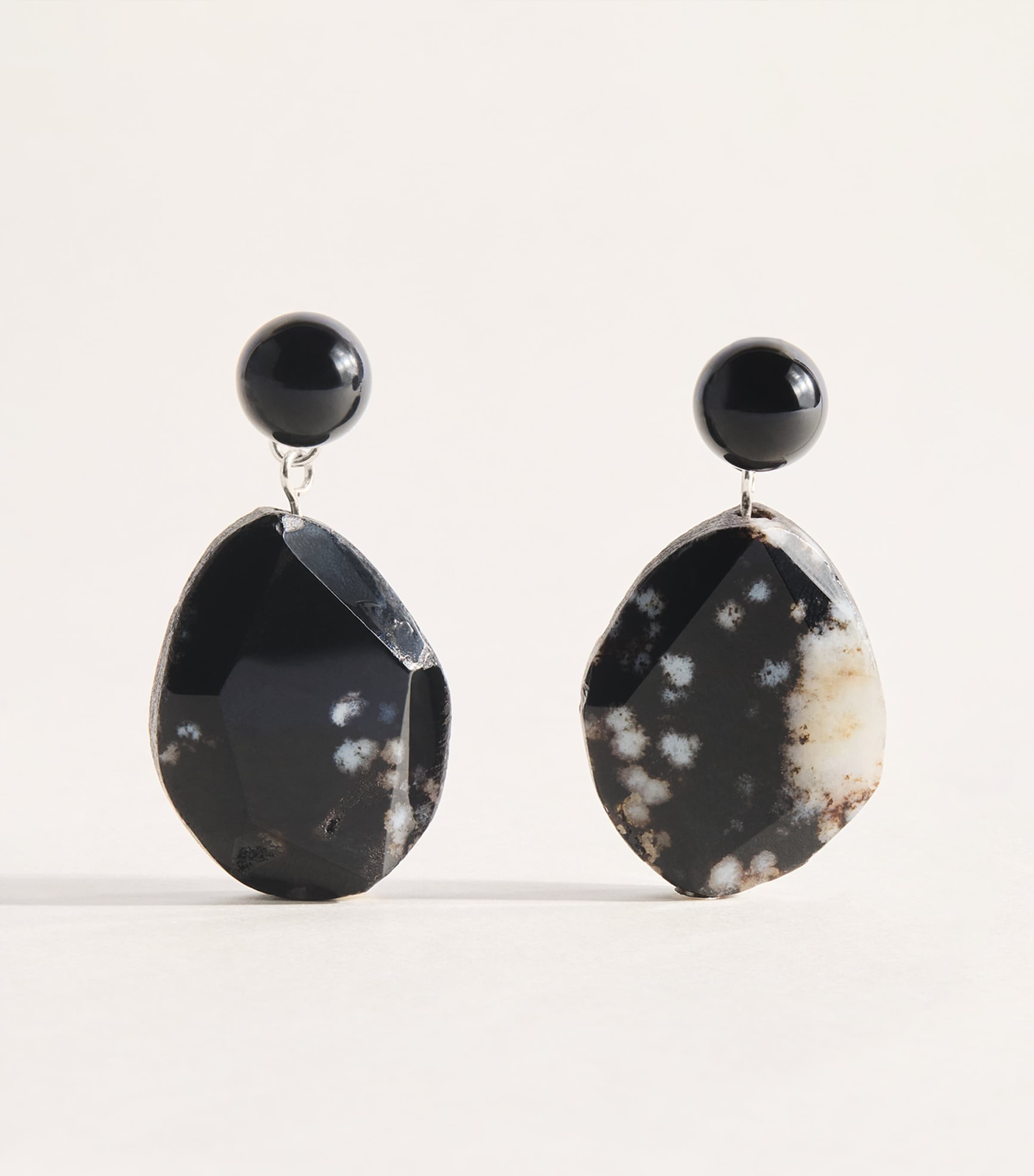 Completedworks Sterling Silver, Agate And Onyx Drop Earrings