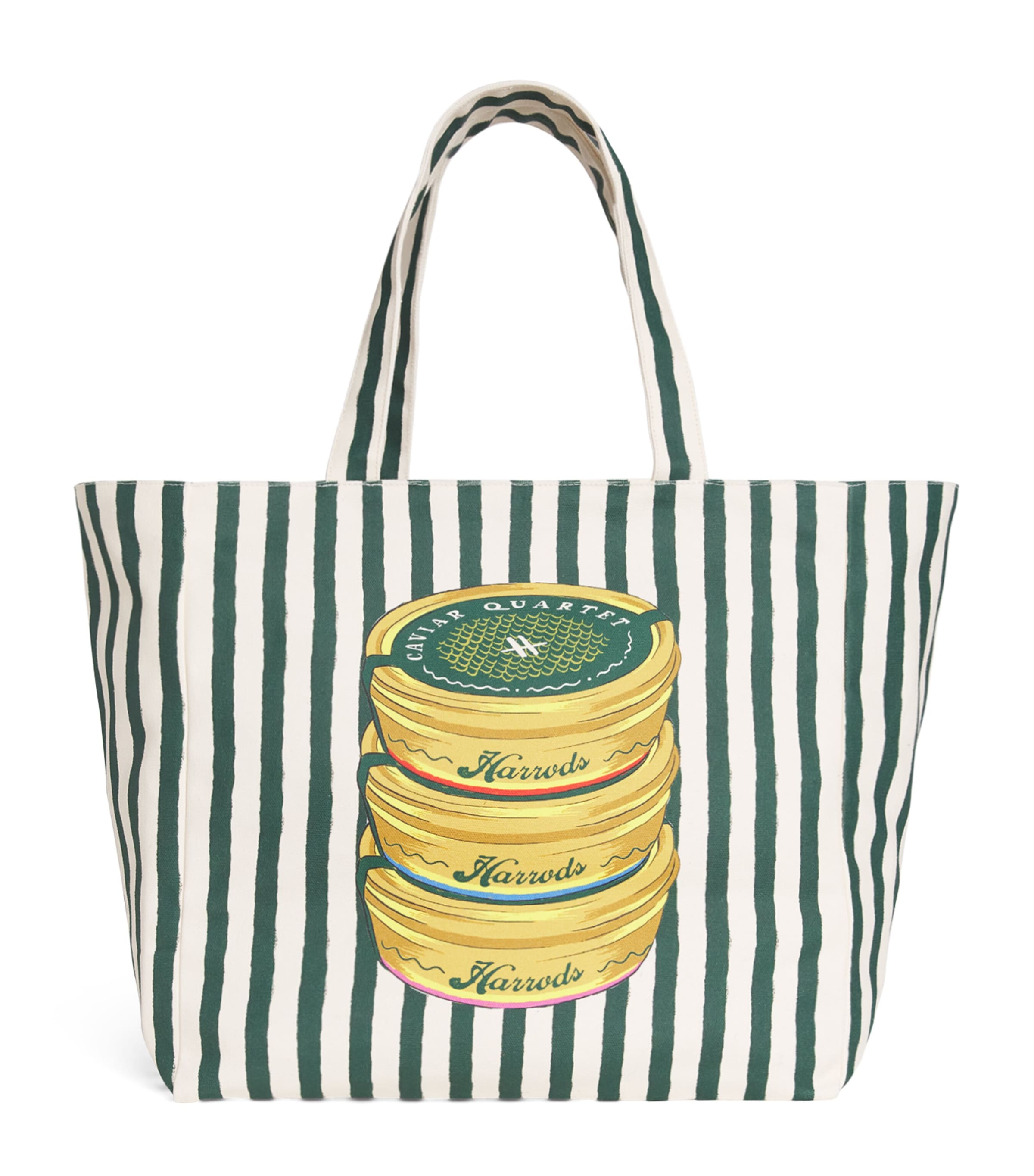 Harrods Cotton Canvas Caviar Tote Bag Neutral Image 1