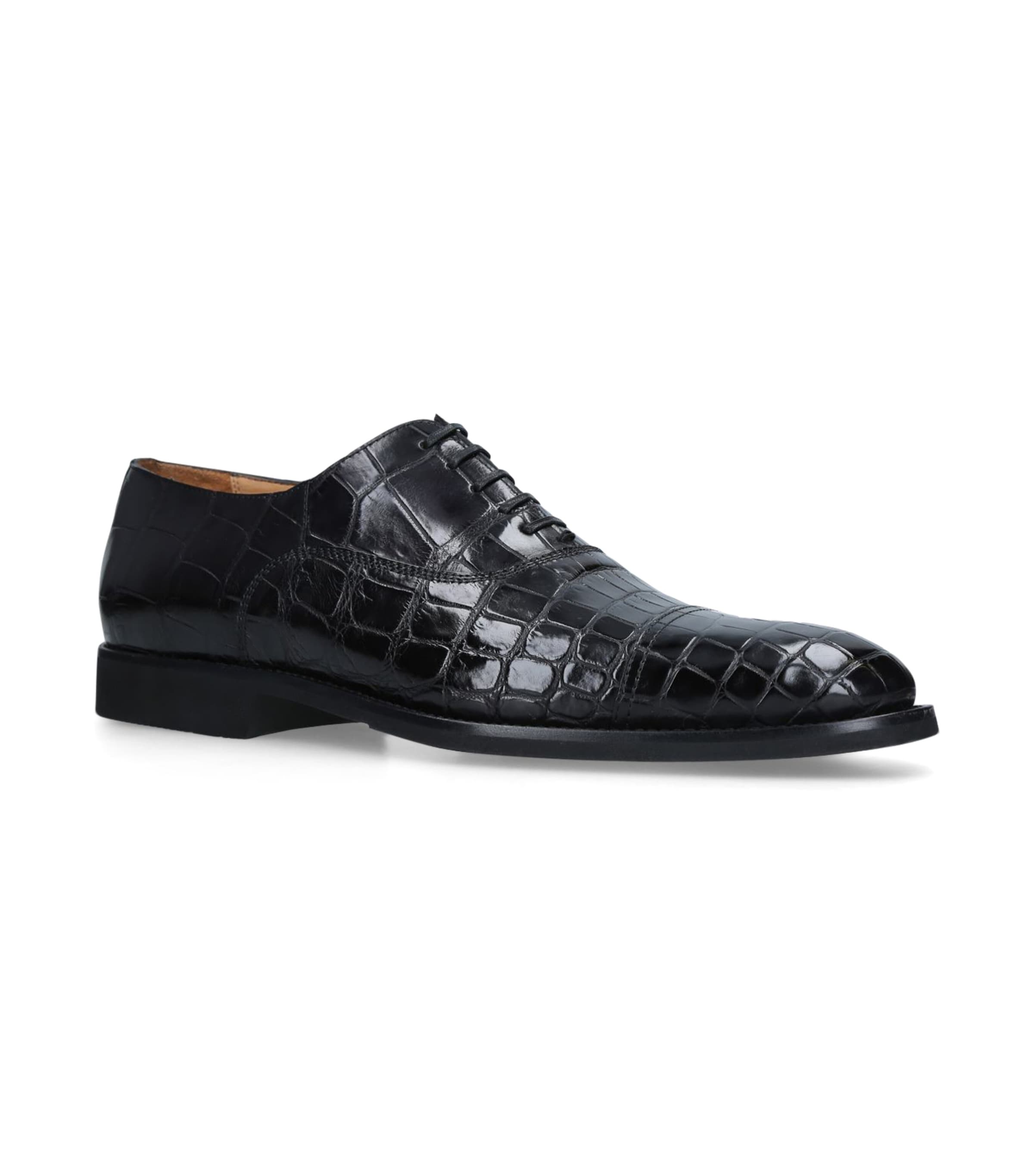 Brotini Crocodile Oxford Shoes In Black