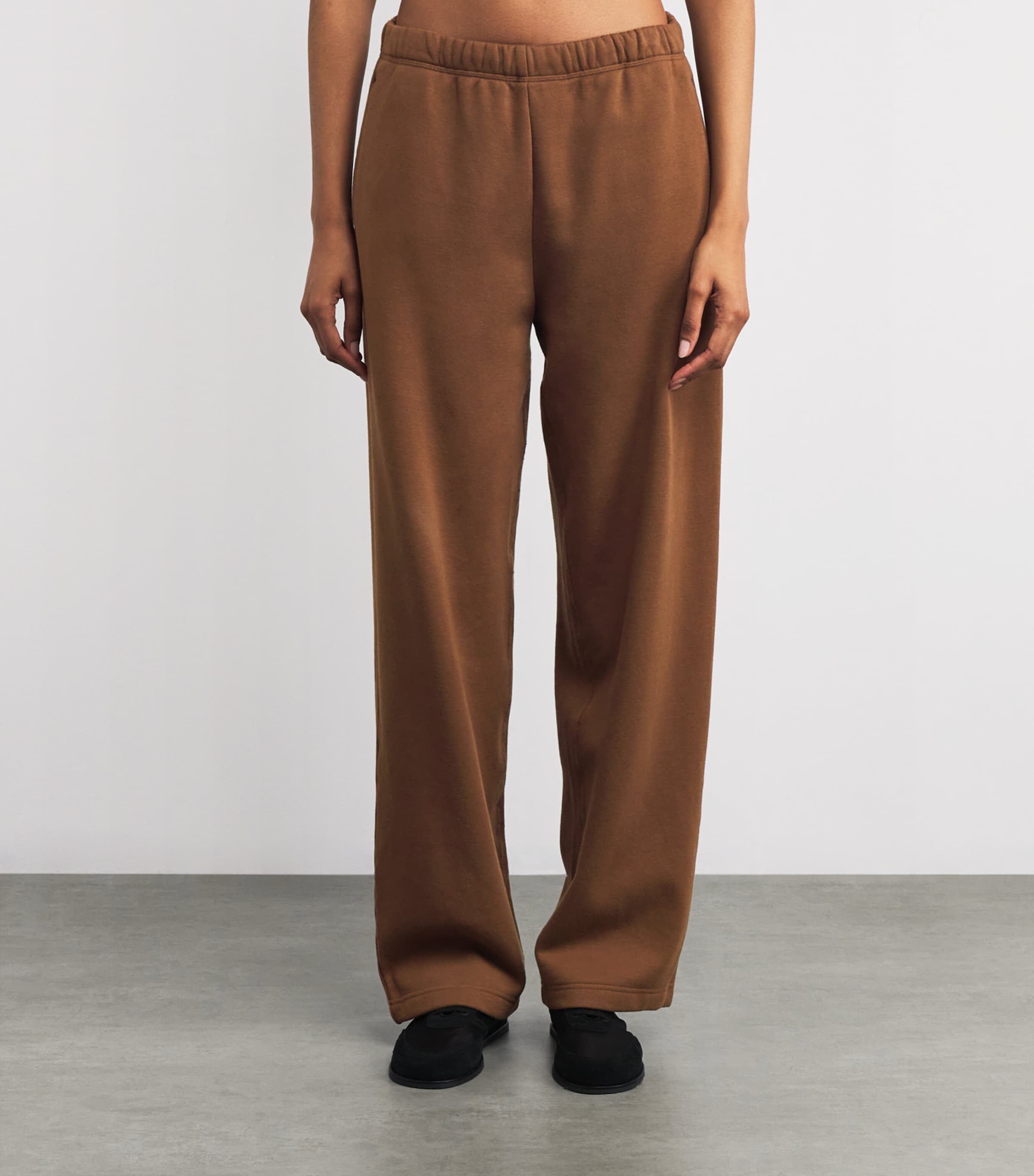 Cotton-Blend Fleece Straight Sweatpants BISON Image 3