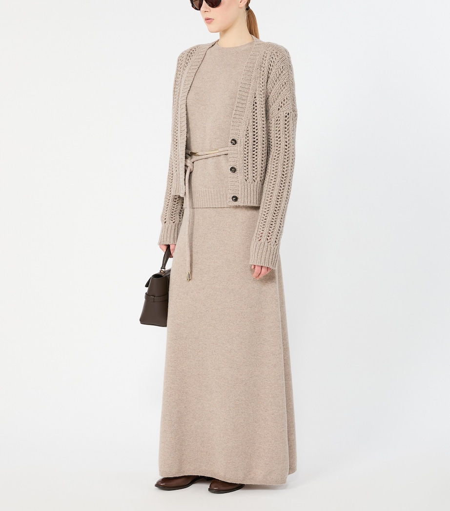 Max Mara Womens Cashmere Openwork Cardigan Sand Image 5