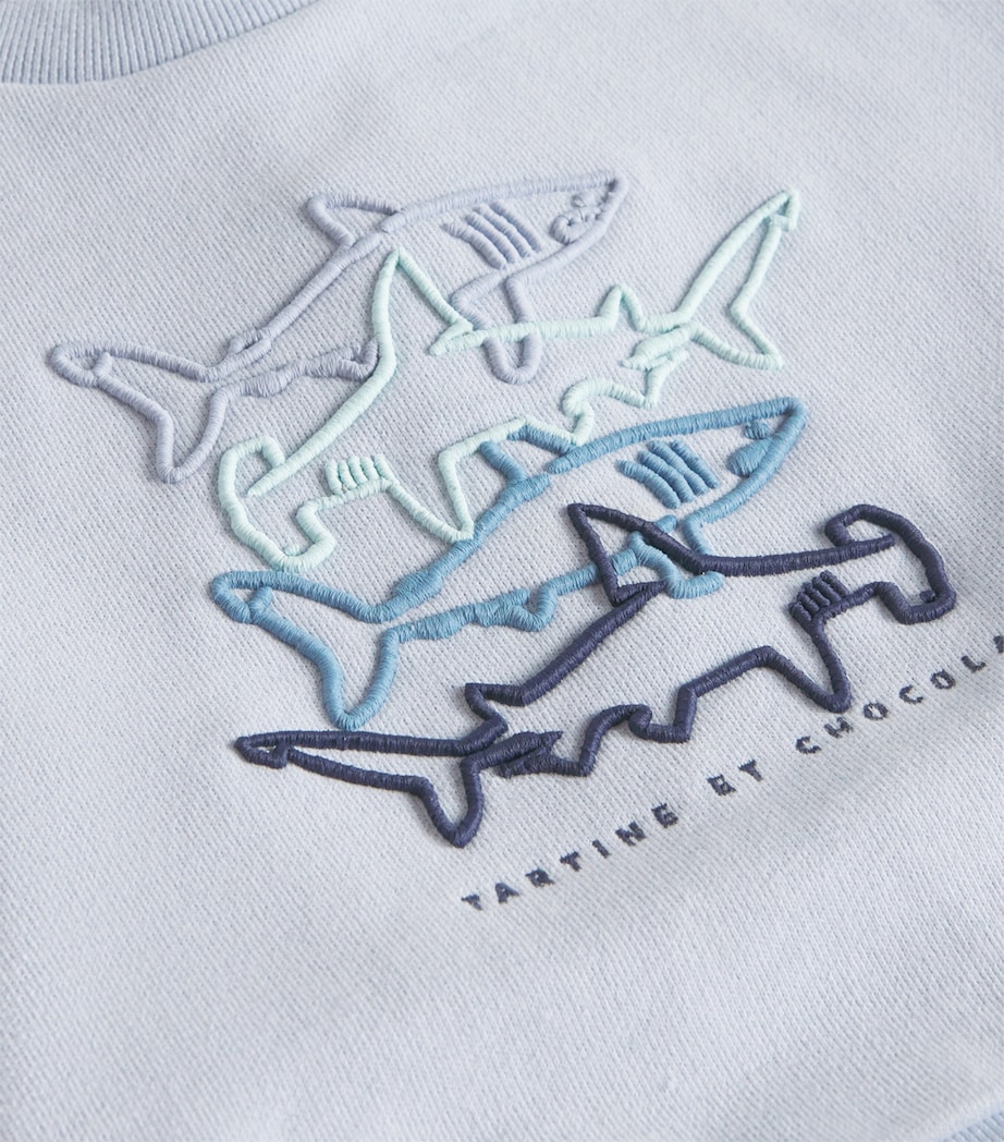 Cotton Shark Embroidery Sweater (3 Months-3 Years) BLEU LAV� Image 3
