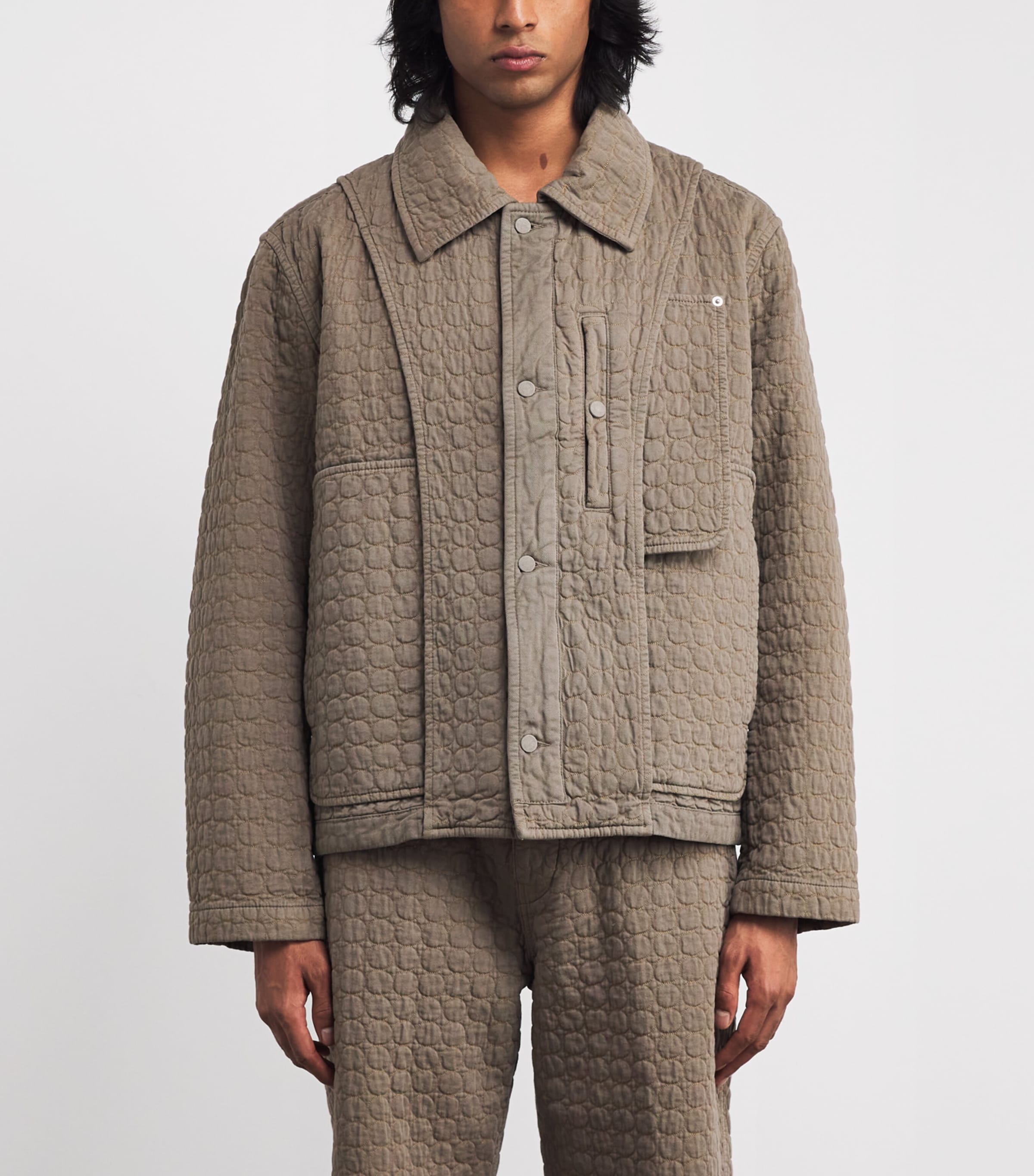 Cotton Quilted Circle Jacket SAND Image 3