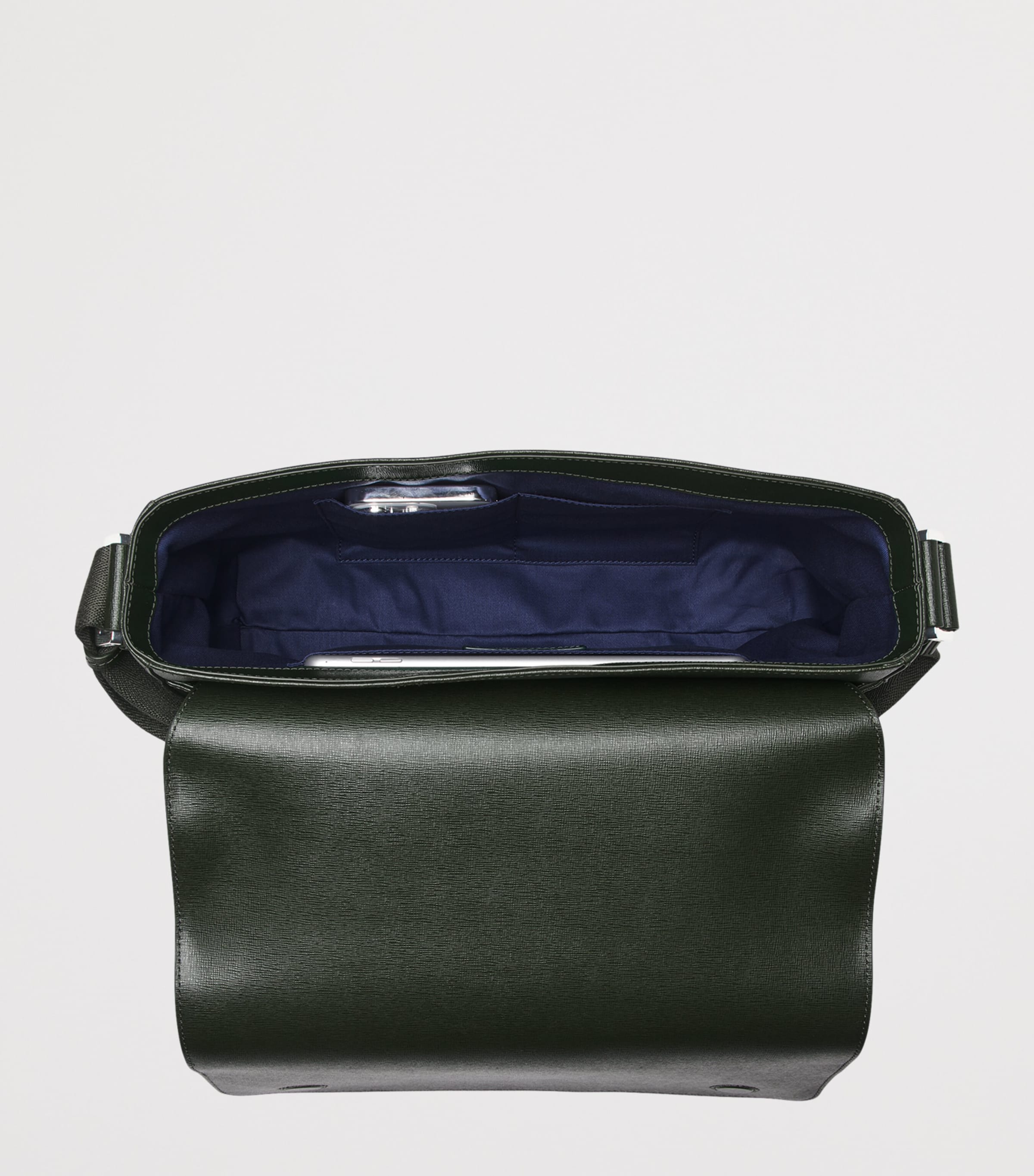 Aspinal Of London Leather Reporter Messenger Bag Forestgreen Image 5
