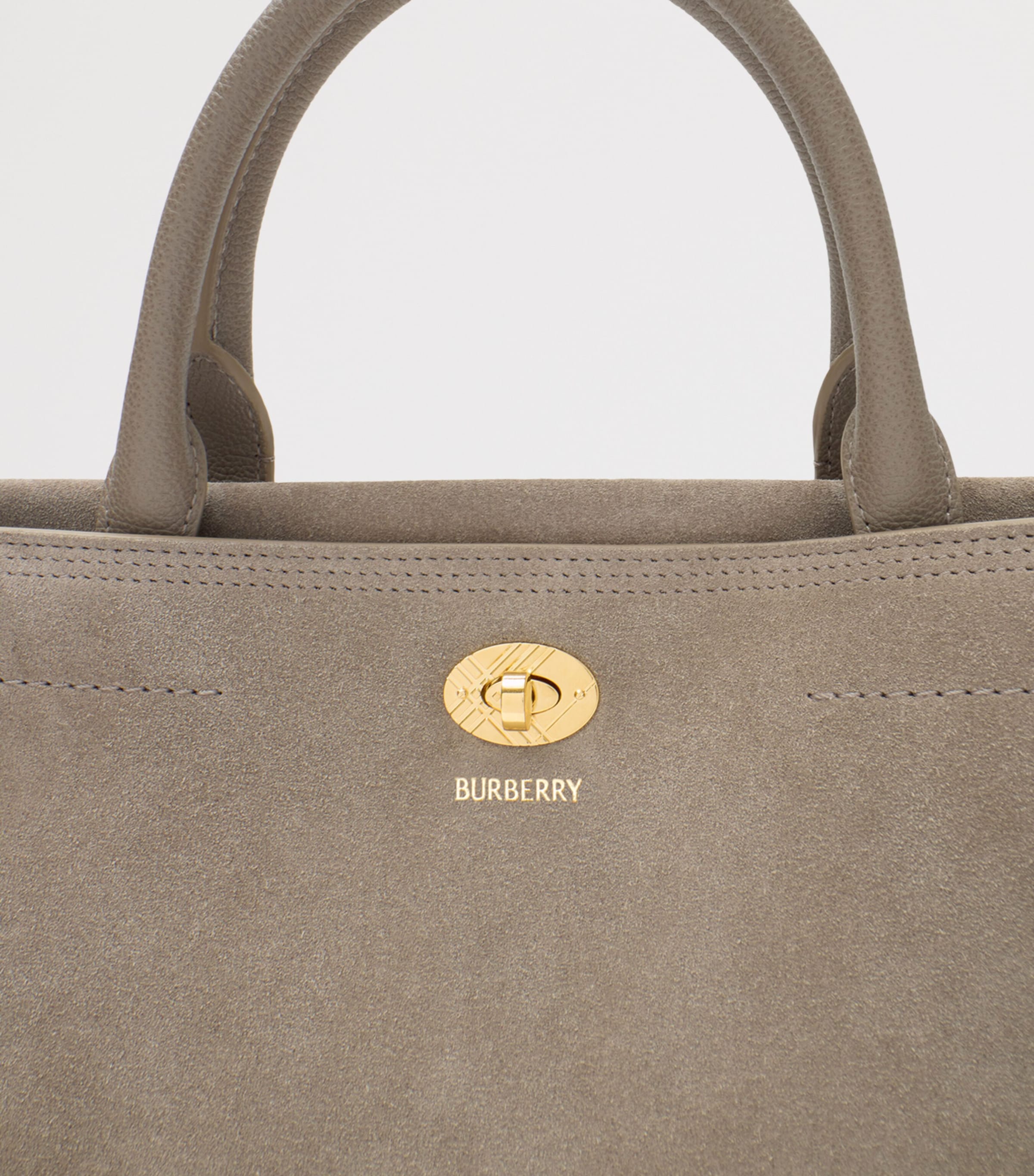Burberry Medium Suede Cotswolds Tote Bag Taupe Image 4