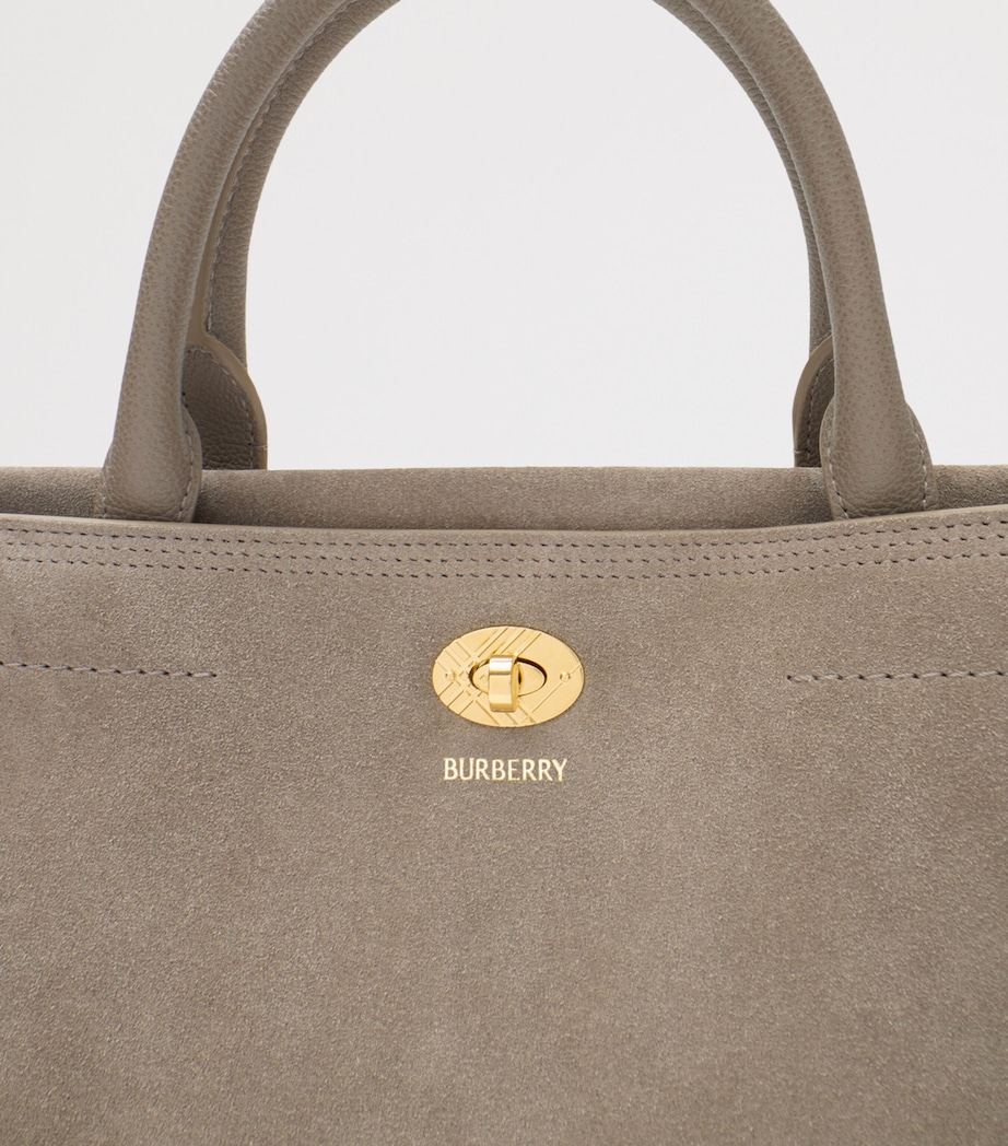 Burberry Medium Suede Cotswolds Tote Bag Taupe Image 4
