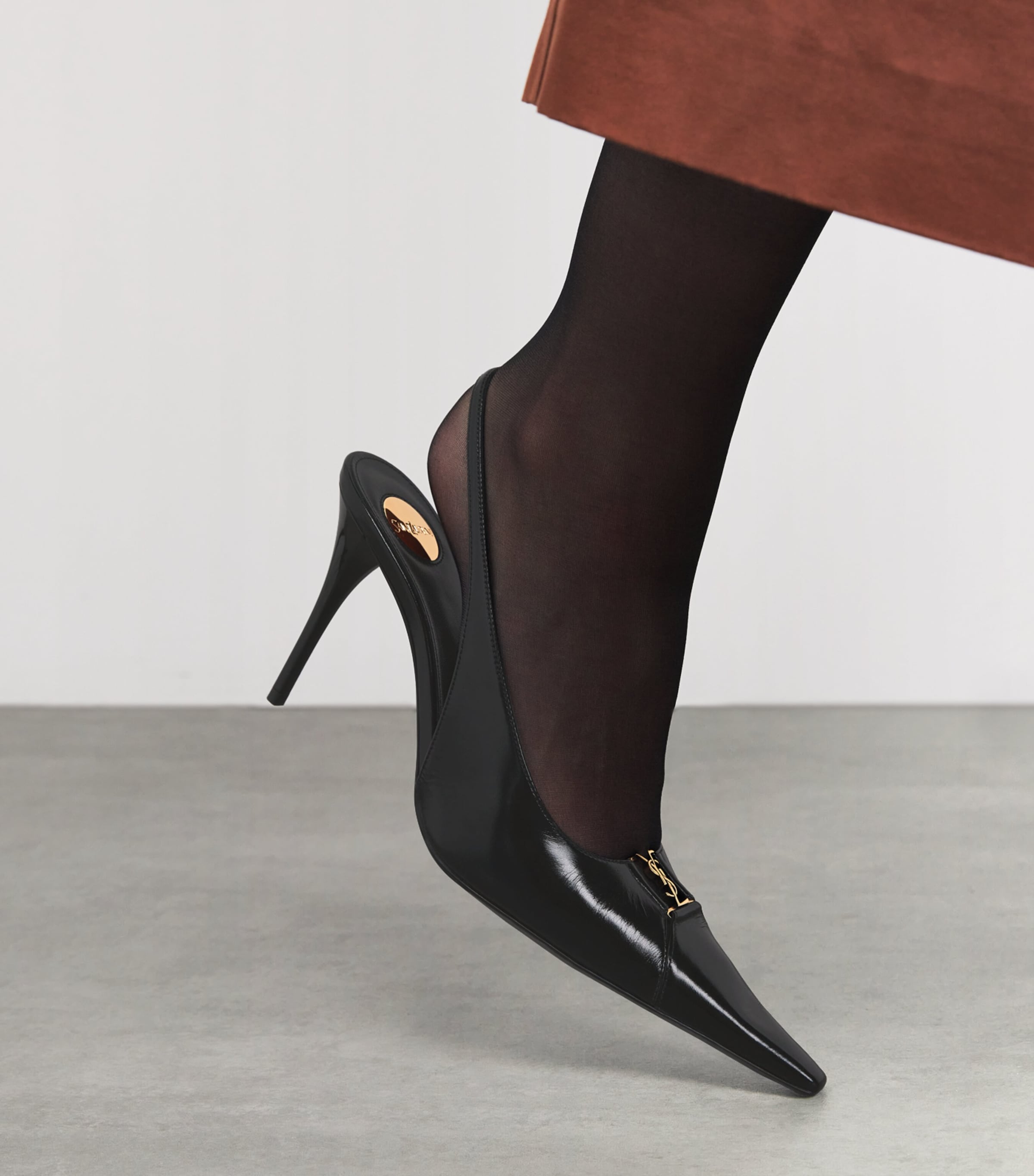 Saint Laurent Patent Leather Babylone Slingback Pumps 90 Image 2