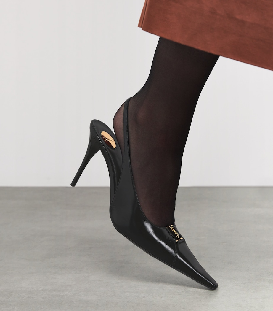 Saint Laurent Patent Leather Babylone Slingback Pumps 90 Image 2