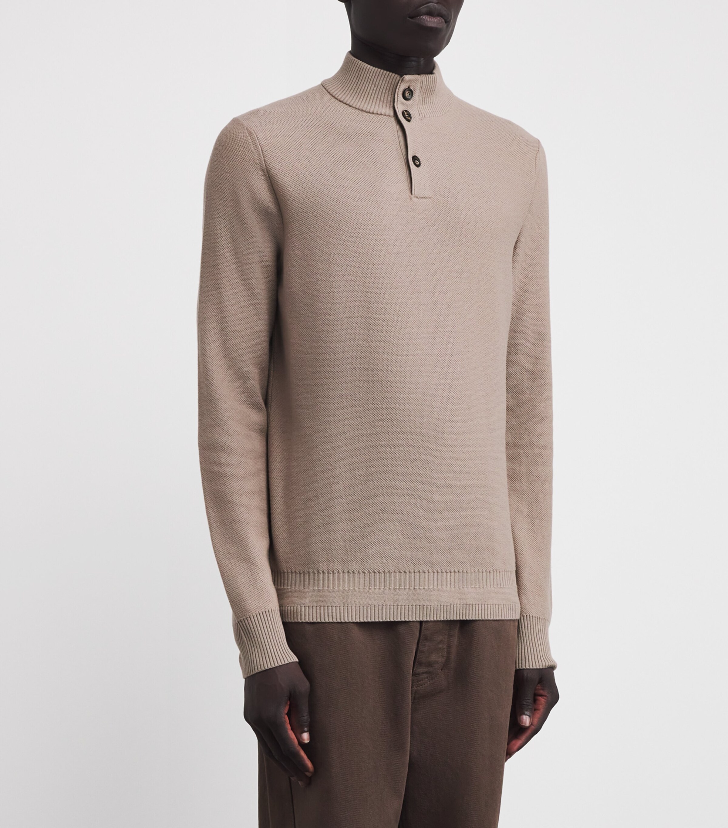 Colombo Mens Kid Wool Sweatshirt Brown Image 3