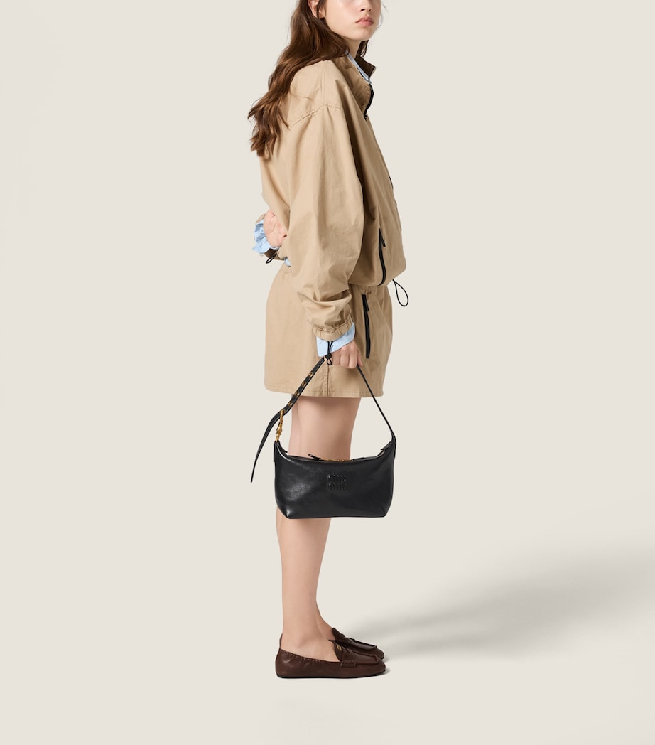 Miu Miu Small Nappa Leather Spirit Shoulder Bag Black Image 5