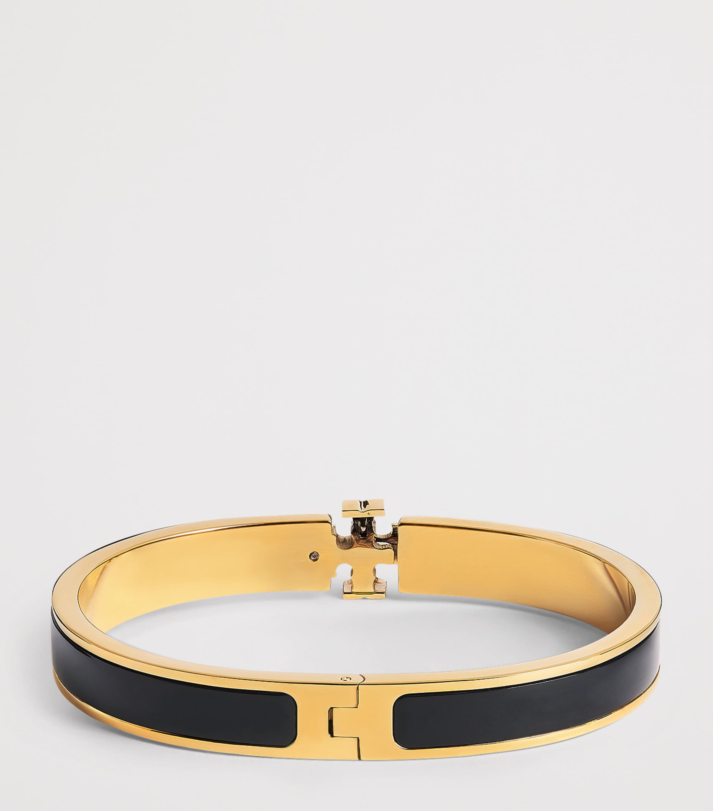 Tory Burch Medium Enamel Icon Bangle Tory Gold/ Black Image 3