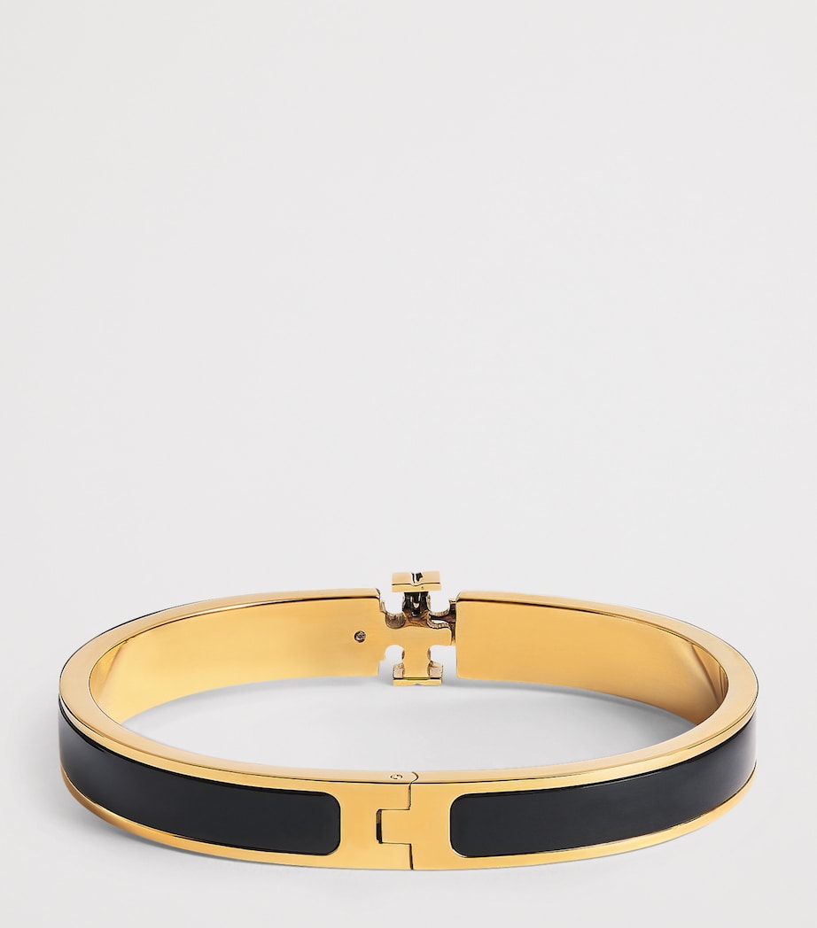 Tory Burch Medium Enamel Icon Bangle Tory Gold/ Black Image 3