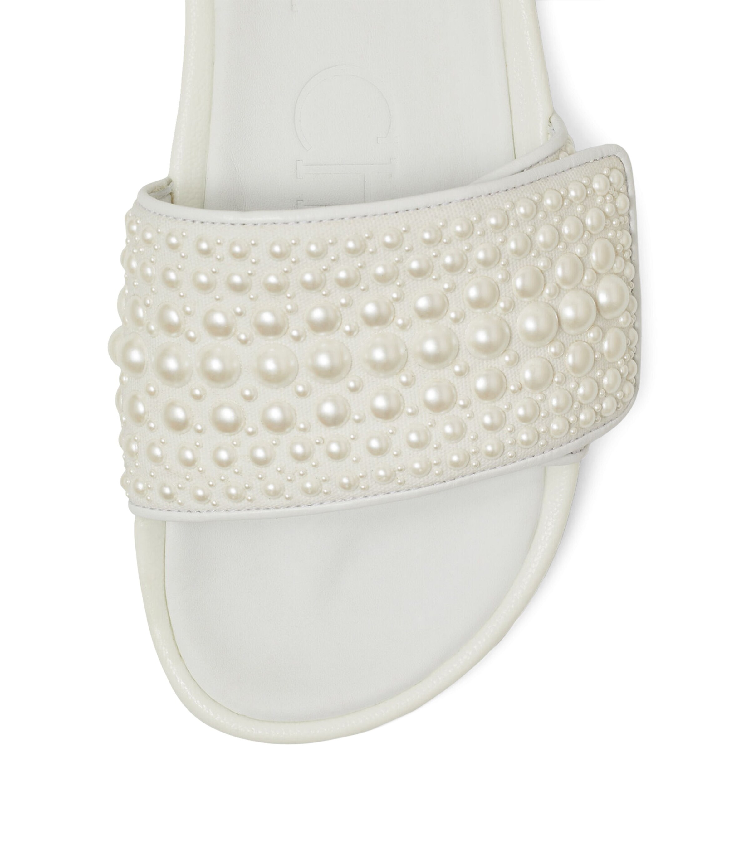 洗練【Jimmy Choo】ジョア刺繍キャンバススライド FITZ/F | Ballet Pink Canvas and Leather Slides with Pearl