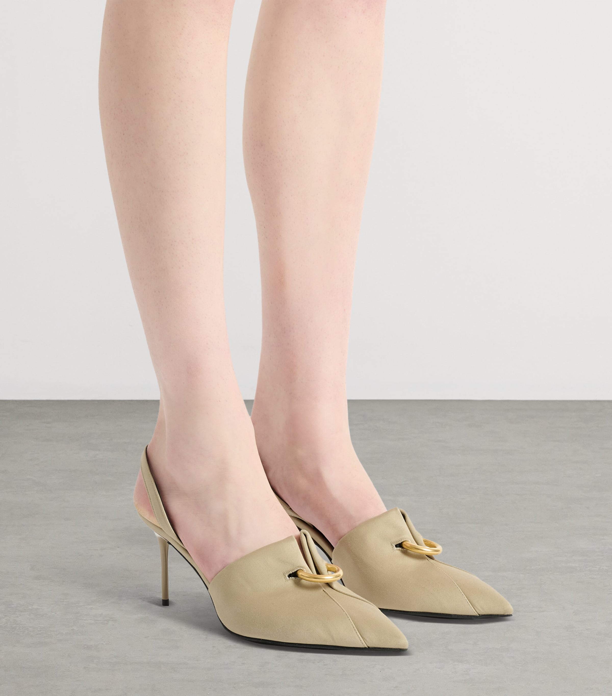 Pierced Slingback Heeled Mules 75 0AN SABLE Image 2