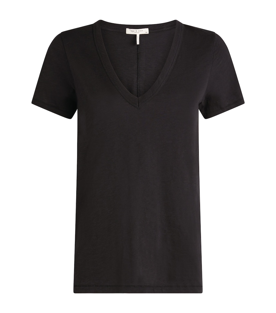 Cotton The Vee Slub T-Shirt BLACK BLACK Image 2