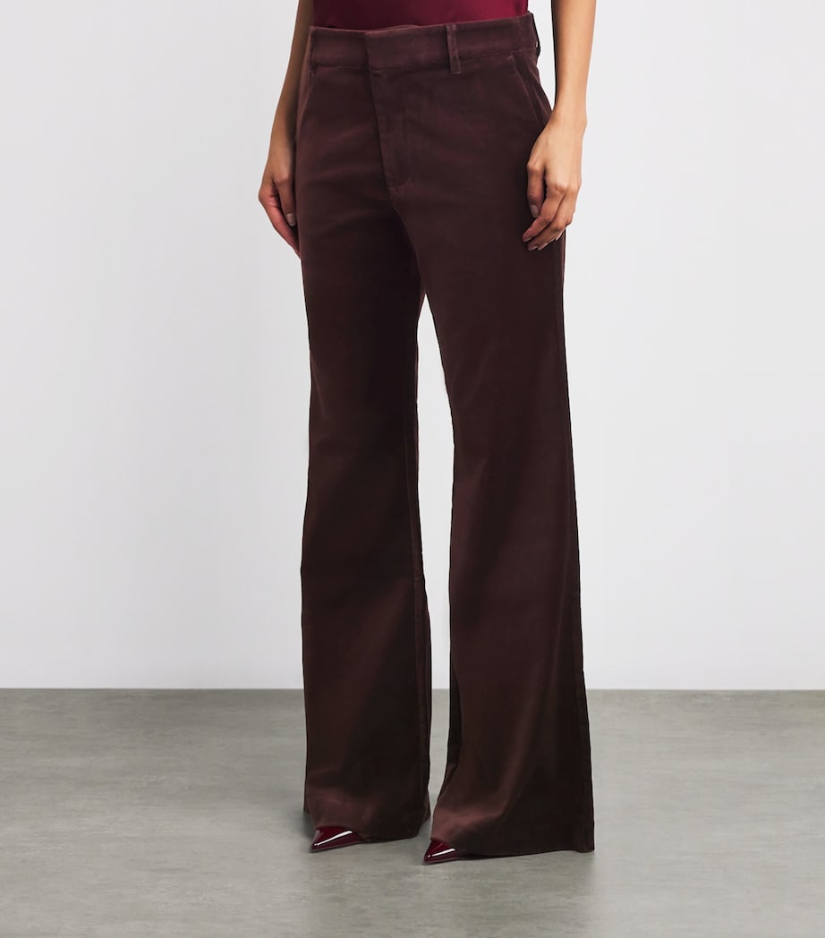 Velvet Marlow Flared Trousers AUBERGINE Image 3