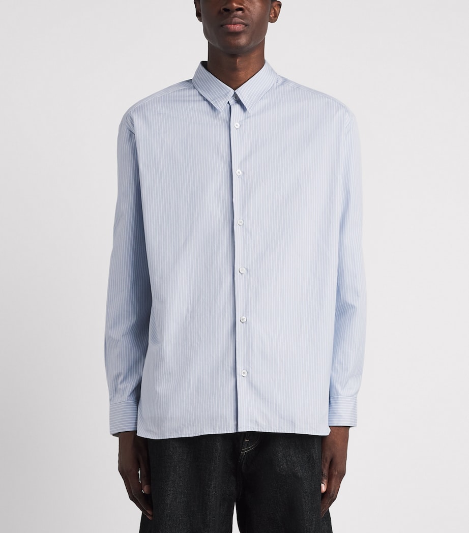 A.P.C. Mens Organic Cotton Stripe Shirt Iac Blue Grey Image 4