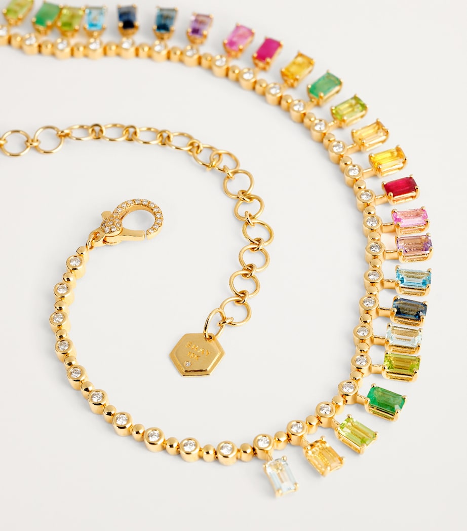 Yellow Gold and Diamond Rainbow Dot Dash Necklace YELLOW GOLD Image 4