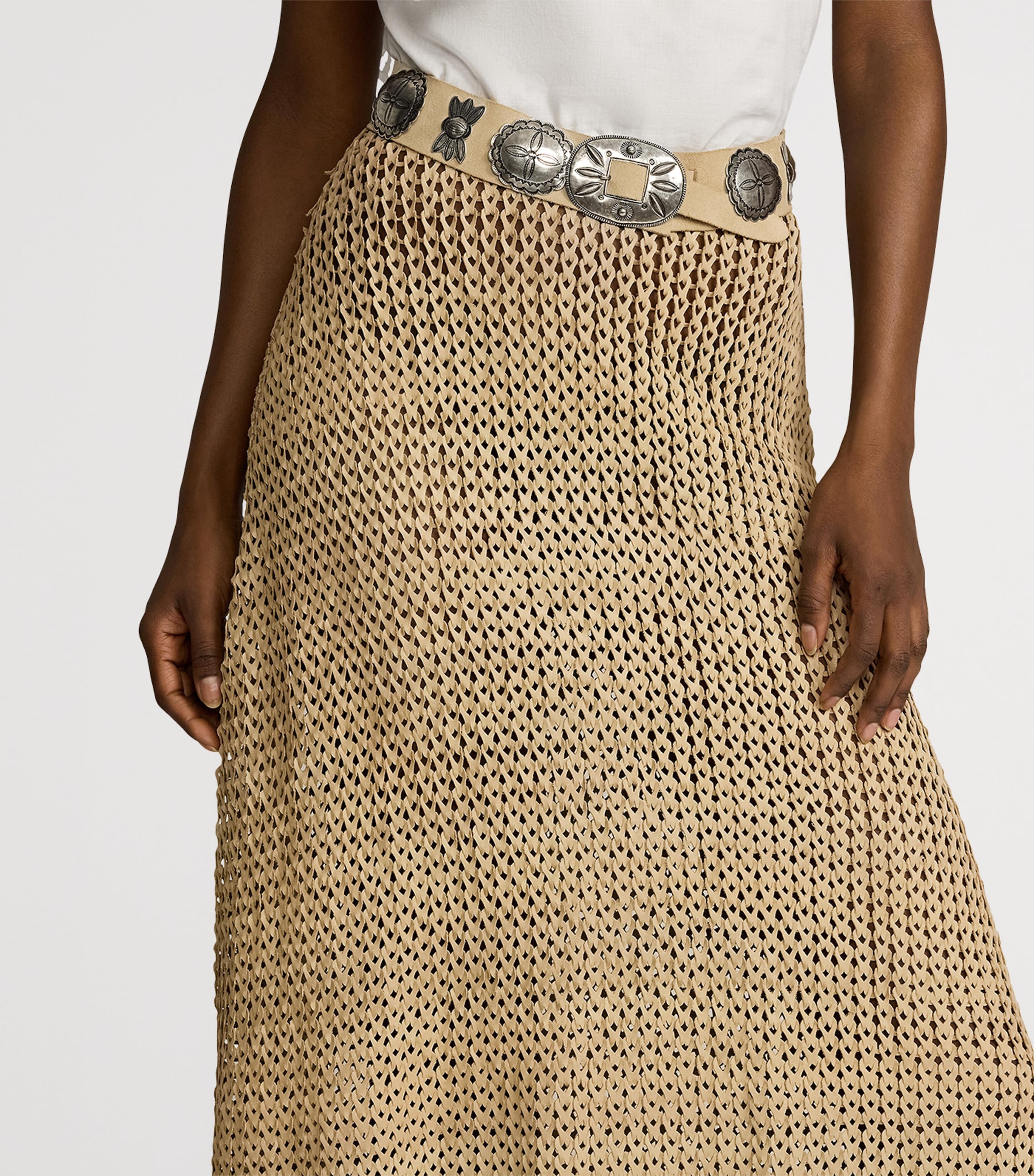 Suede Concho Belt LIGHT SAND Image 3