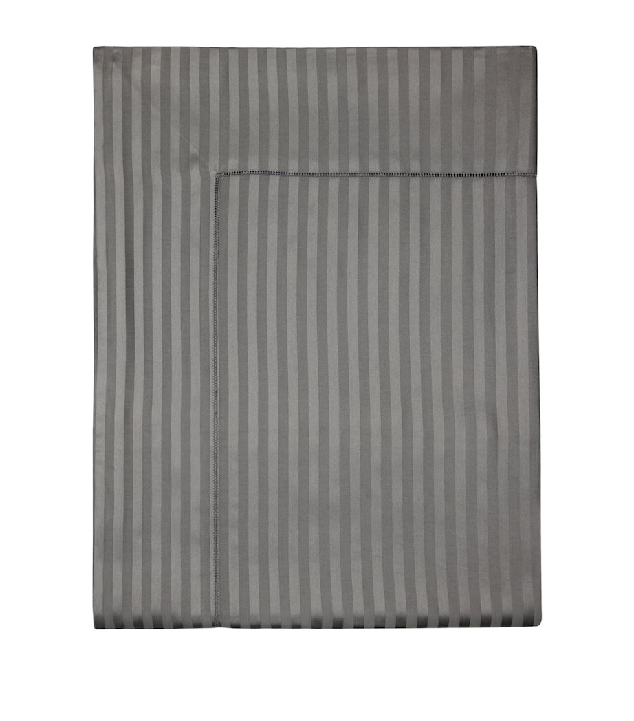 Pratesi Raso Rigato Super King Flat Sheet (300cm x 270cm) Charcoal Image 1