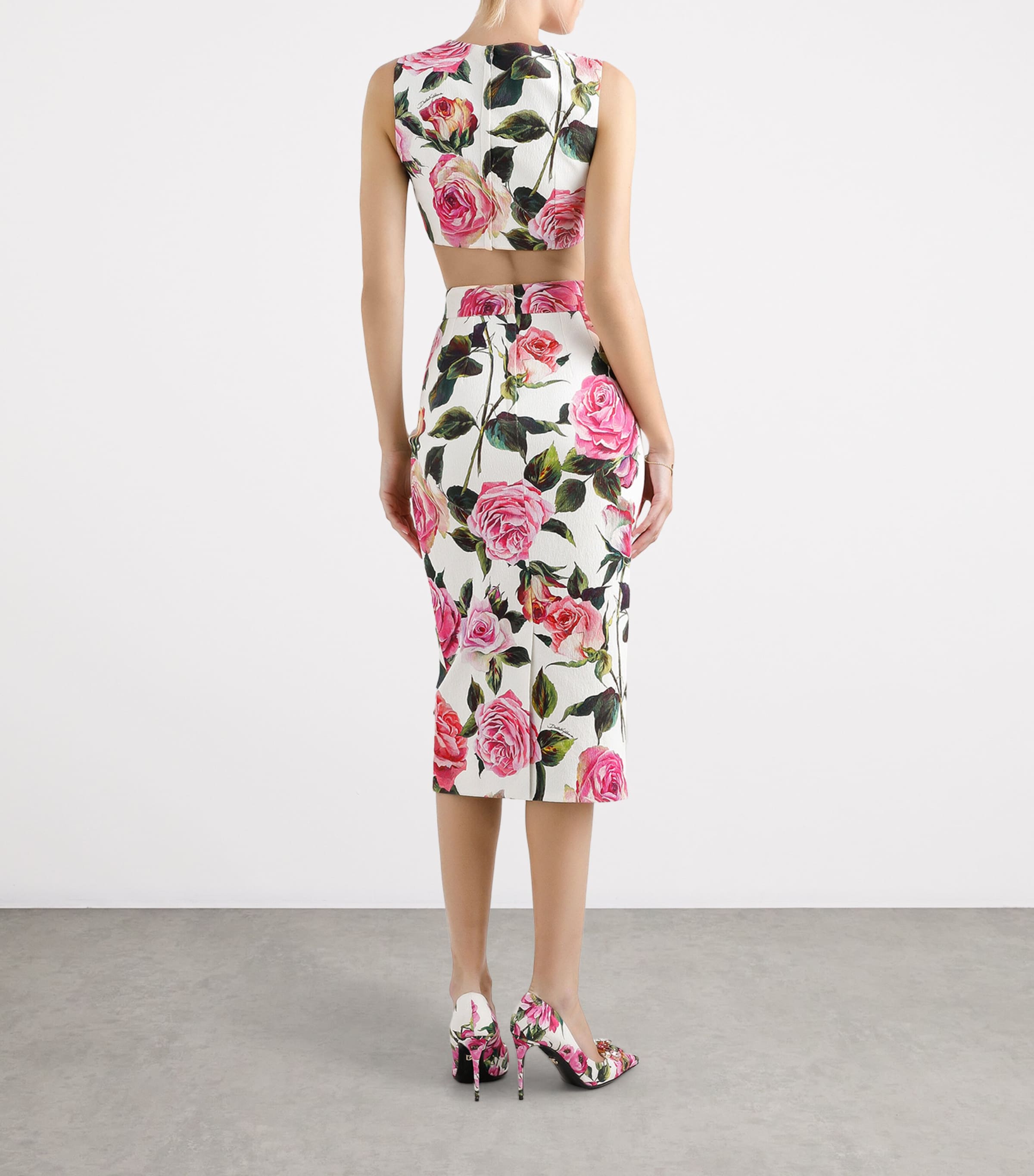 スカート Dolce&Gabbana FLORAL PRINT MIDI SKIRT DOLCE&GABBANA Pleated floral-print cotton-poplin midi skirt