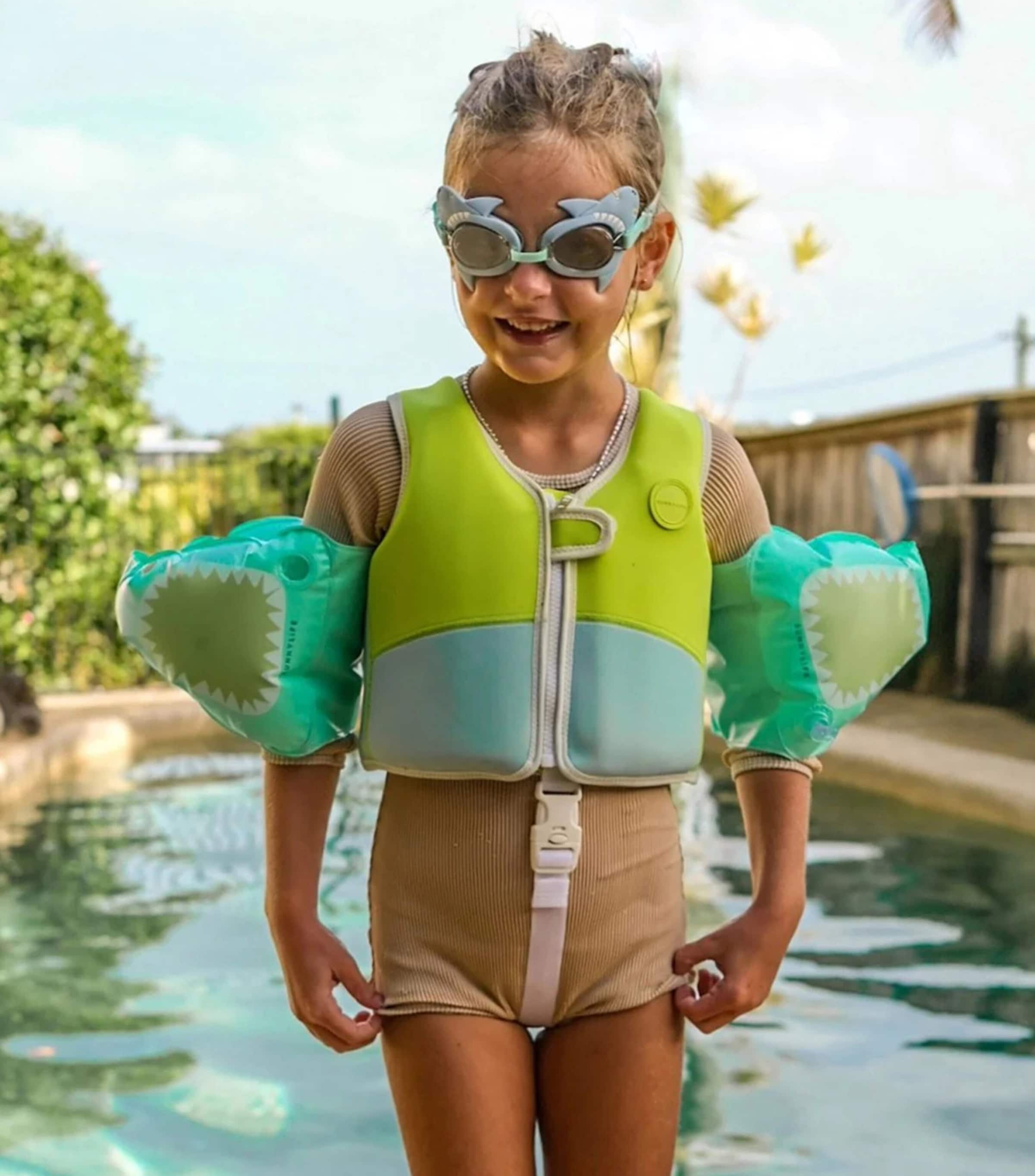 Sunnylife Kids Salty the Shark Swim Goggles Aqua Image 2